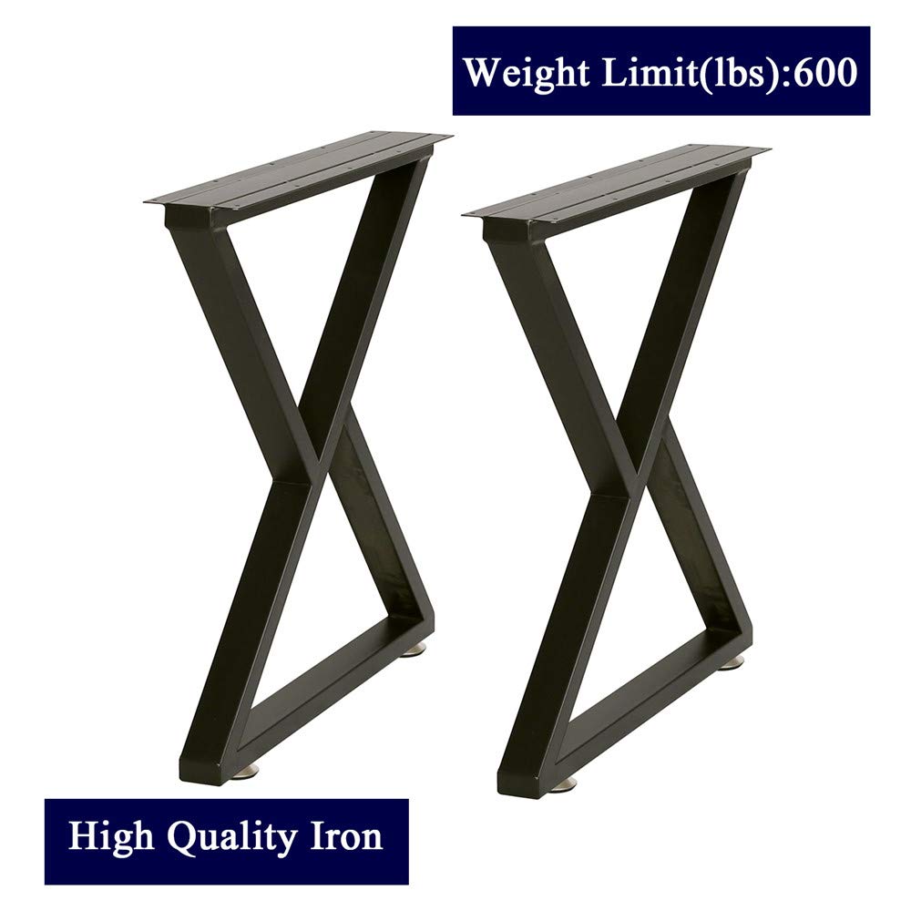 Heavy Duty 28 Inch Metal Table Legs - Industrial Black Z-Shaped Desk Legs for DIY Furniture (Set of 2, H28”xW24”) - Perfect for Home Office, Workshop & Industrial Style Tables