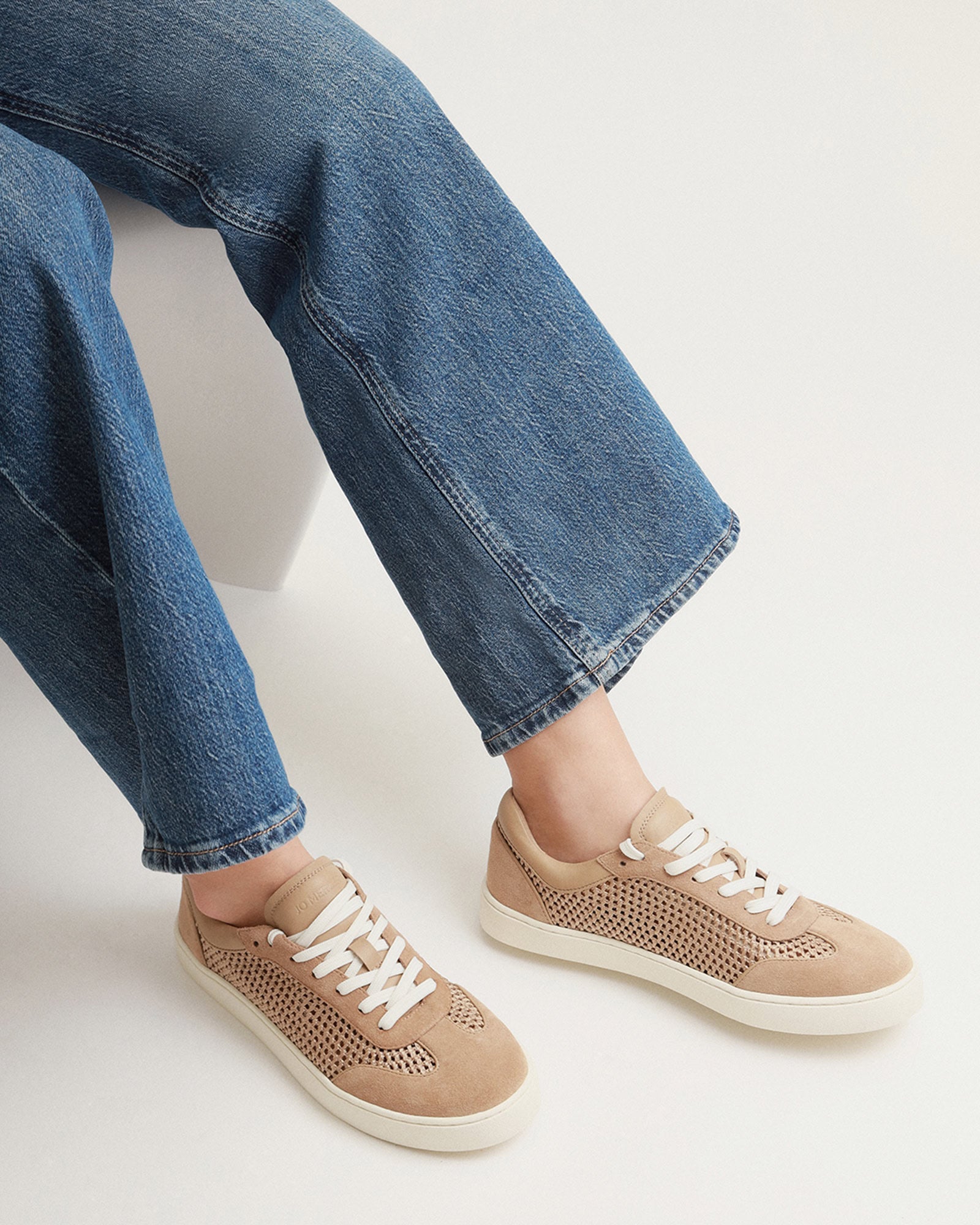 BRITT Women's Camel Crochet Sneakers - Comfortable Knit Casual Shoes for Walking, Running & Everyday Wear