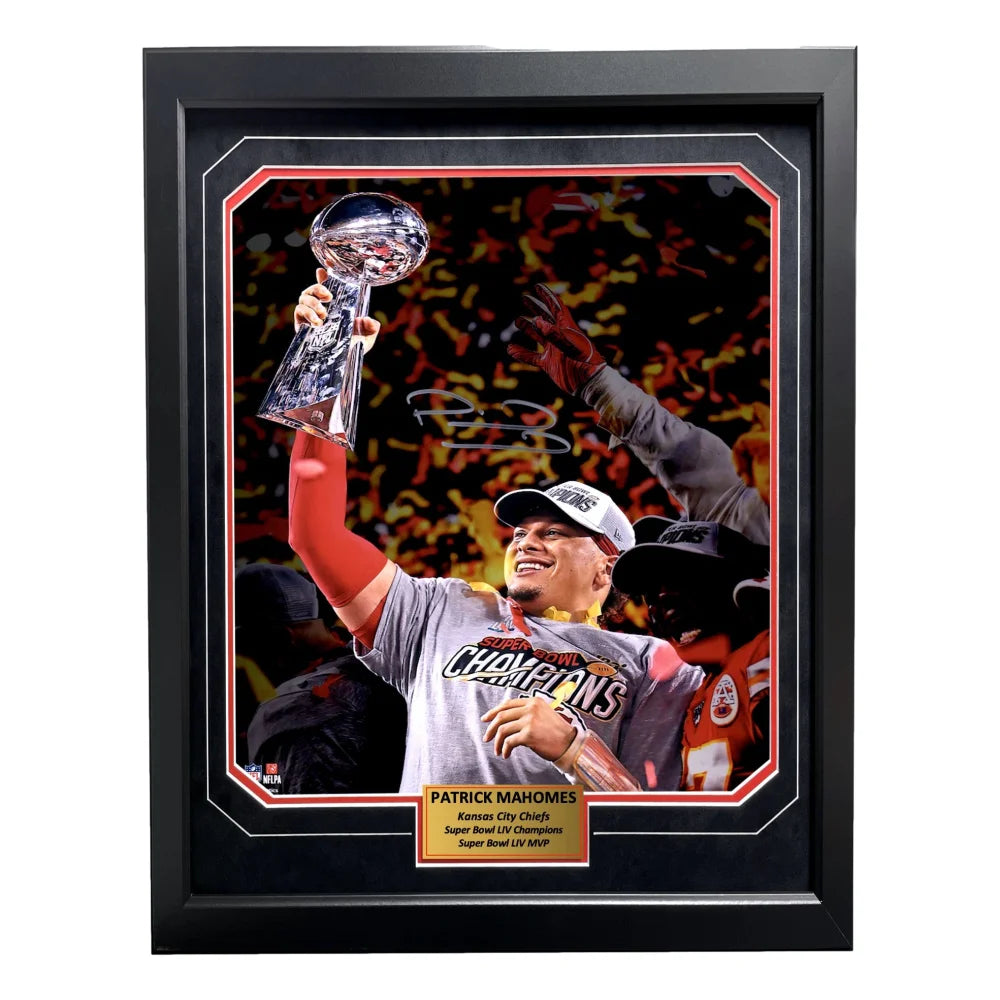 Patrick Mahomes Autographed Kansas City Chiefs Framed 16x20 Photo - BAS Certified Signed Memorabilia for Football Fans & Collectors - Perfect for Man Cave, Sports Bar, or Game Room Decor