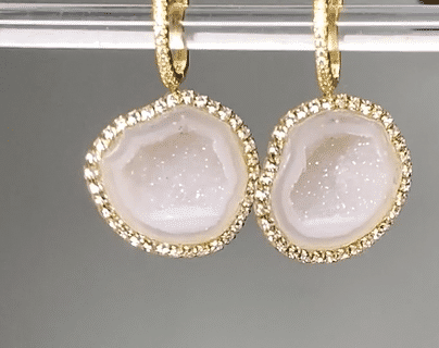 Ivory White Tabasco Geode Earrings - Diamond Style Dangle Earrings for Women | Handmade Gemstone Jewelry | Perfect for Parties, Weddings & Special Occasions