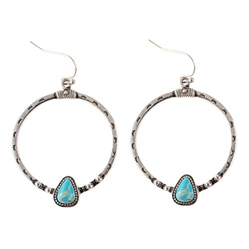 Turquoise Drop Hook Earrings for Women - Vintage Boho Dangle Earrings with Gemstone Pendants, Engagement & Wedding Jewelry (Multicolor, One Size) - Perfect for Boho Weddings, Date Nights & Special Occasions