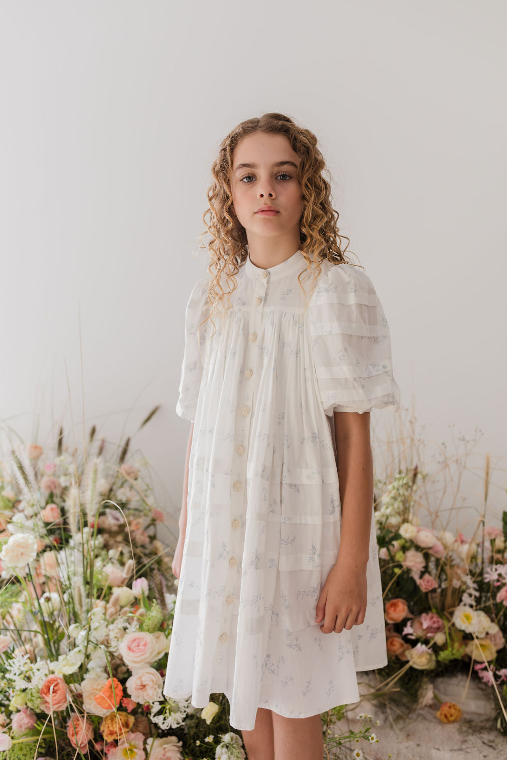 Steph by Petit Amalie Blue Disty Print Voile Dress | Flowy Summer Dress for Women | Perfect for Beach Vacations, Garden Parties & Casual Outings