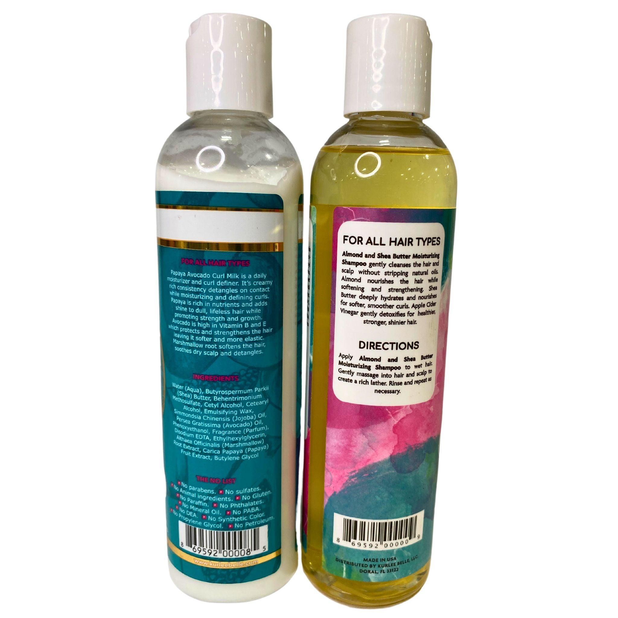 KurleeBelle Papaya Avocado Curl Milk Shampoo with Marshmallow, Almond & Shea Butter - Deep Moisturizing for Curly Hair (35 Pcs) - Perfect for Daily Hair Care & Natural Curl Definition