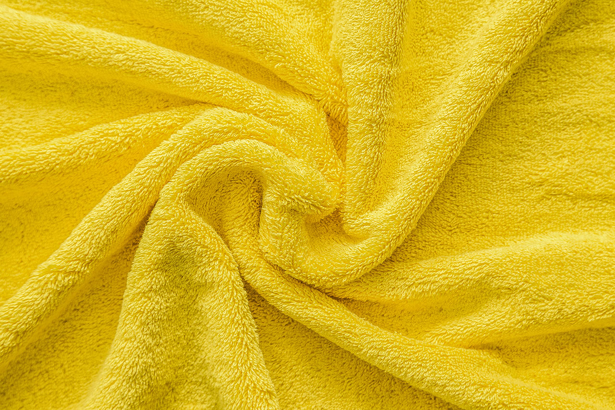 Premium 100% Cotton Turkish 6-Piece Bath Towel Set - 2 Bath Towels, 2 Hand Towels & 2 Washcloths - Ultra Soft & Absorbent Luxury Bathroom Essentials in Yellow - Perfect for Spa, Hotel & Home Use