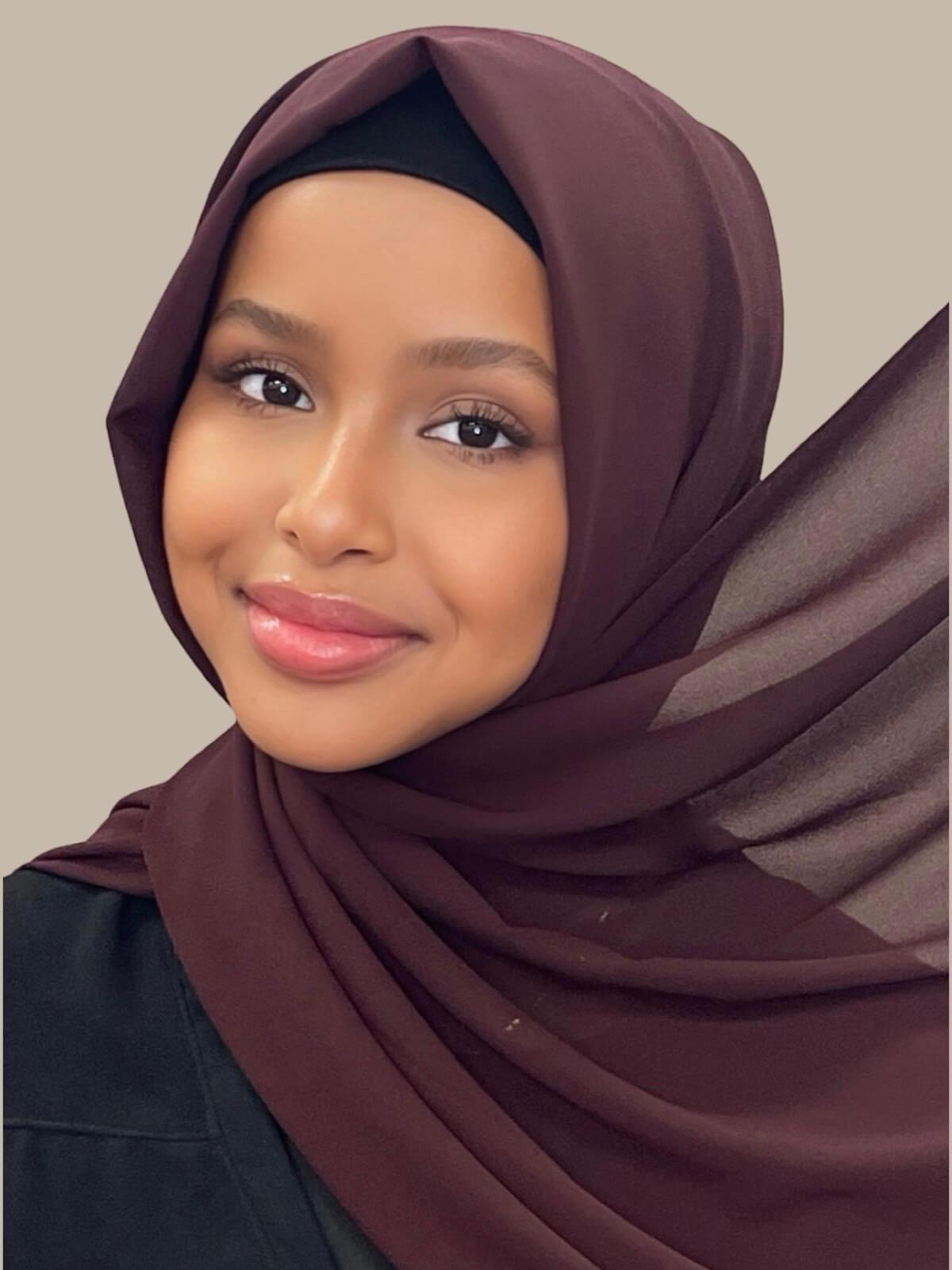 Elegant Classic Chiffon Hijab in Raisin Color - Perfect for Daily Wear, Prayer & Special Occasions