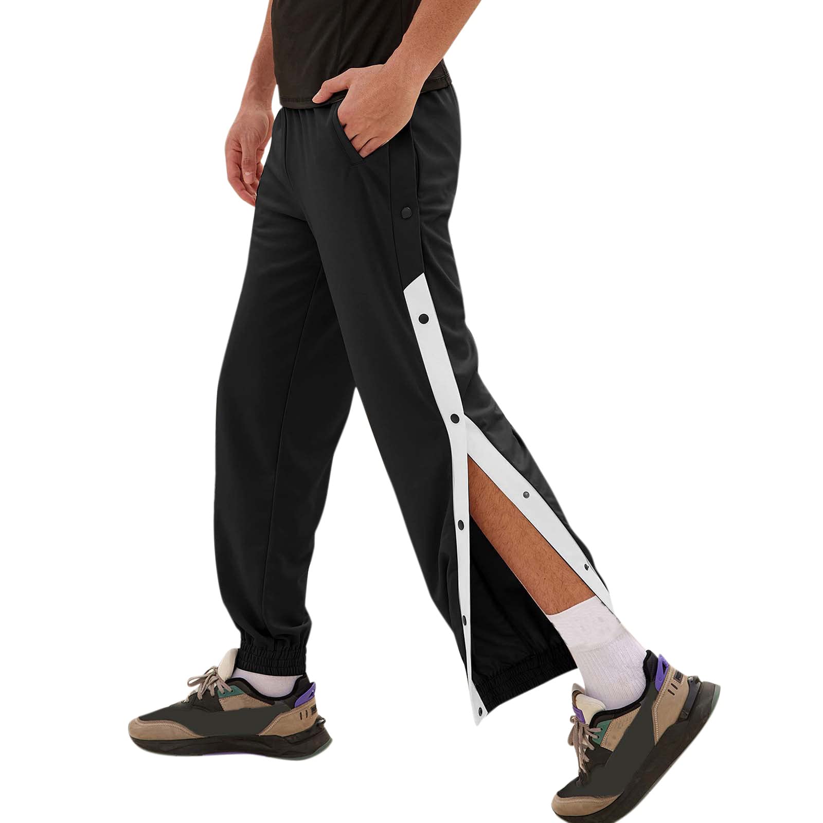 XXBR Men's Casual Street Pants with Side Stripes - Button Front Basketball Joggers for Athletic Running, Streetwear & Hip Hop Style | Perfect for Gym, Workout, Lounge & Urban Fashion