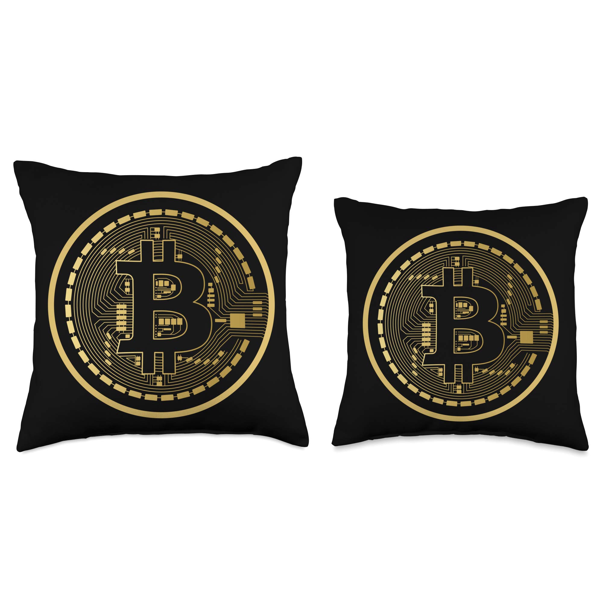 Bitcoin Cryptocurrency BTC Coin Blockchain Money Throw Pillow - Decorative Cushion for Crypto Enthusiasts, Home Office & Gaming Room Decor