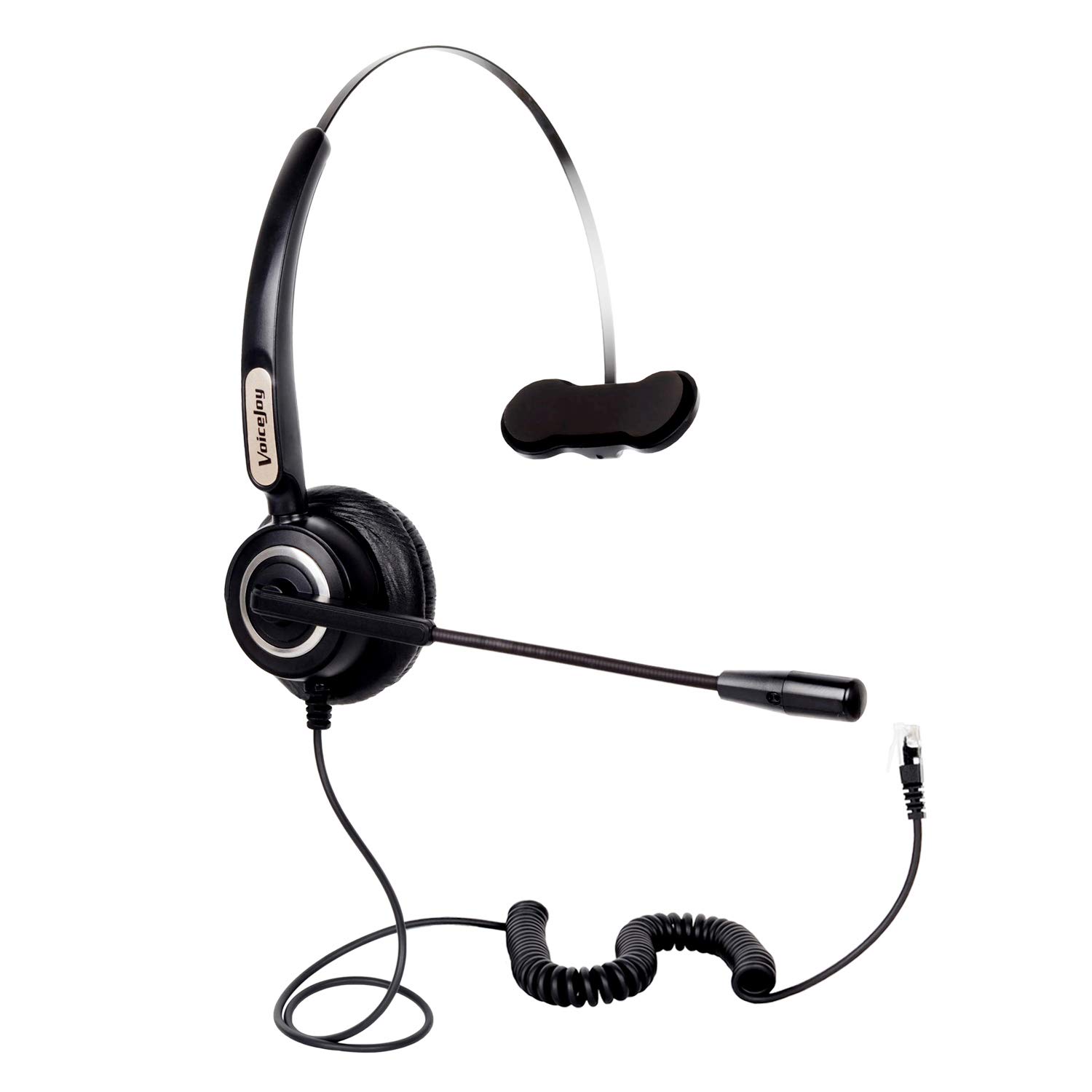 Noise Canceling Monaural Call Center Headset with Microphone - Compatible with Polycom, Aastra, Allworx, Alcatel, Avaya & More Landline Desk Phones - Perfect for Office, Customer Service & Remote Work