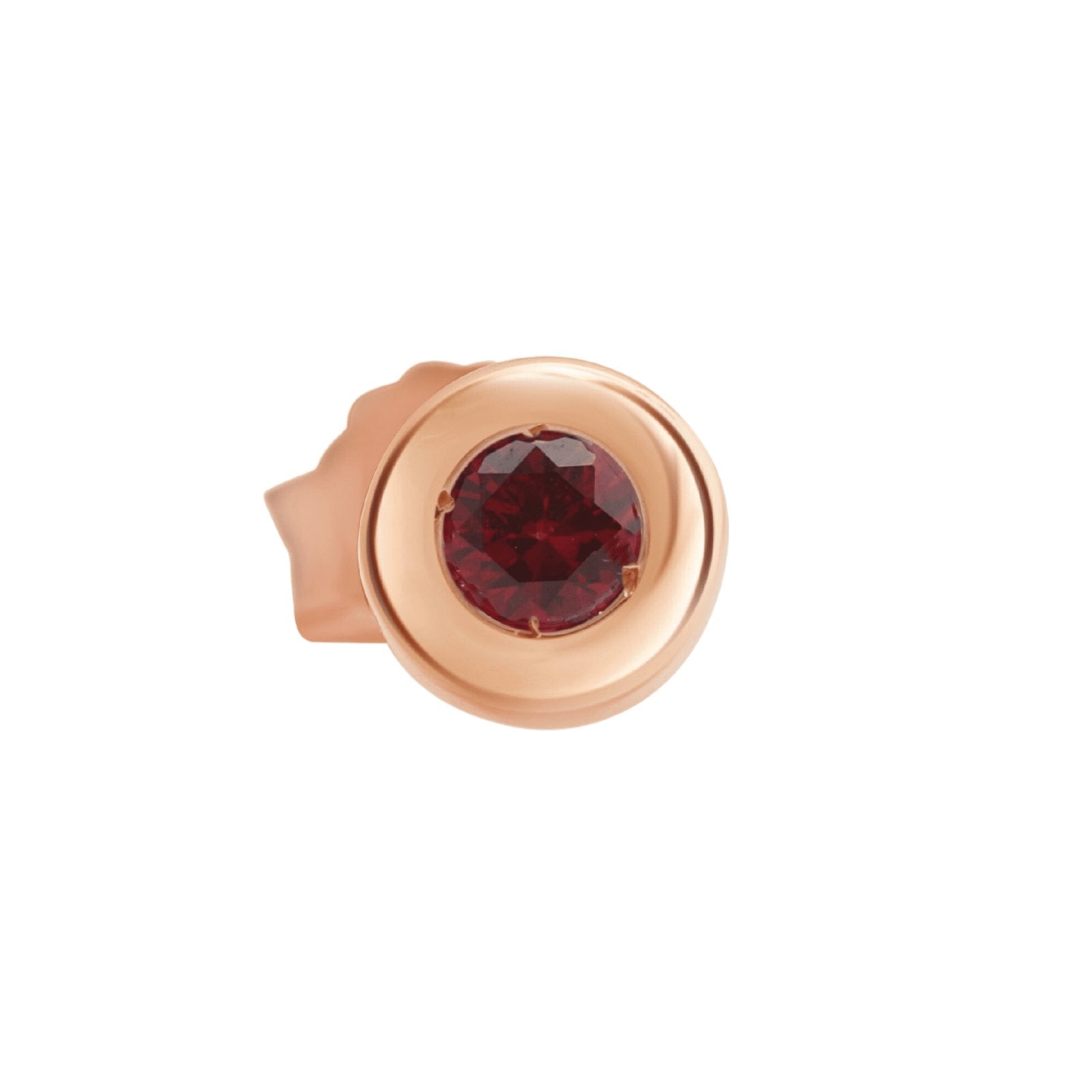 14k Rose Gold Bezel Set Ruby Threaded Earrings | Dainty & Elegant Jewelry for Women | Perfect for Parties, Weddings & Everyday Wear