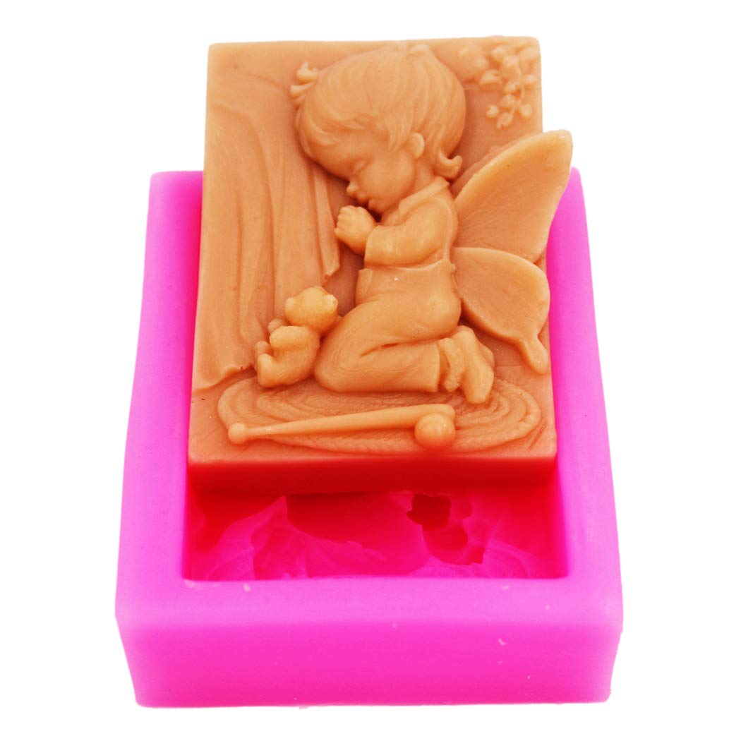 Elfin Boy Pray Silicone Soap Mold - DIY Handmade Soap Making Kit for Crafting Unique Soap Bars, Candles & Resin Art (S033) - Perfect for Home Spa, Gifts & Bath Decor