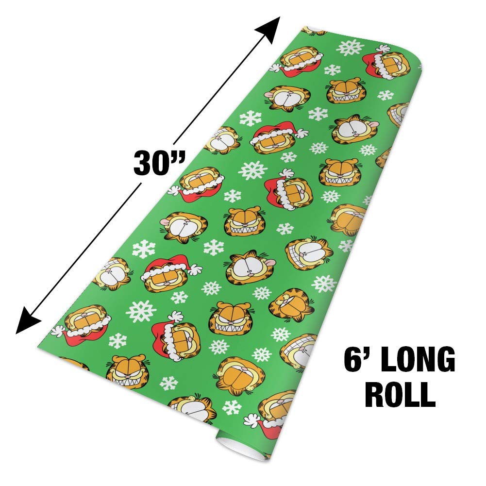 Garfield Christmas Faces Pattern Gift Wrap Wrapping Paper Rolls - Festive Holiday Present Wrapping for Gifts, Parties & Home Decor