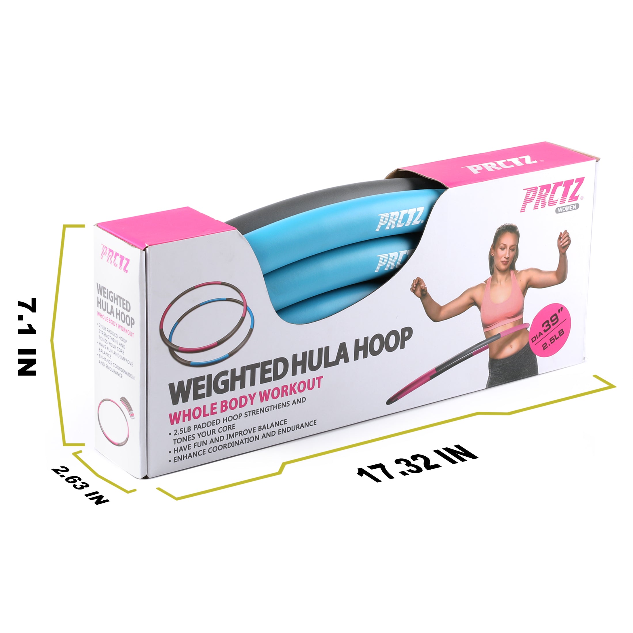 PRCTZ 2.5lb Weighted Exercise Hula Hoop for Adults - Adjustable Detachable Fitness Hoop for Core Workout, Waist Trimming & Fun Home Gym Activity