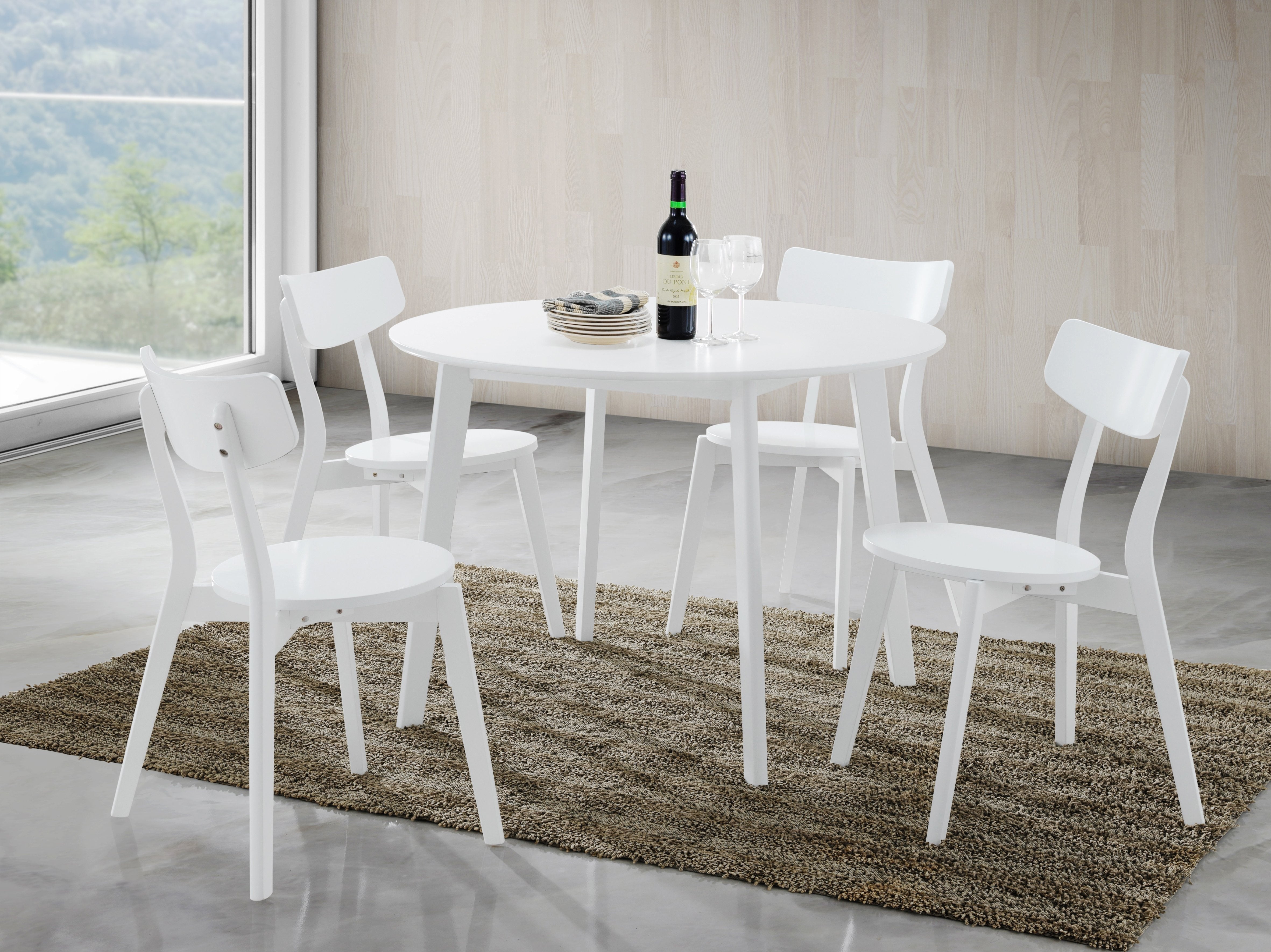 Roundhill Furniture Roma Contemporary Round Dining Table - 42 Inch White Modern Kitchen Table for Small Spaces & Breakfast Nooks | Perfect for Apartments, Condos & Cozy Dining Areas