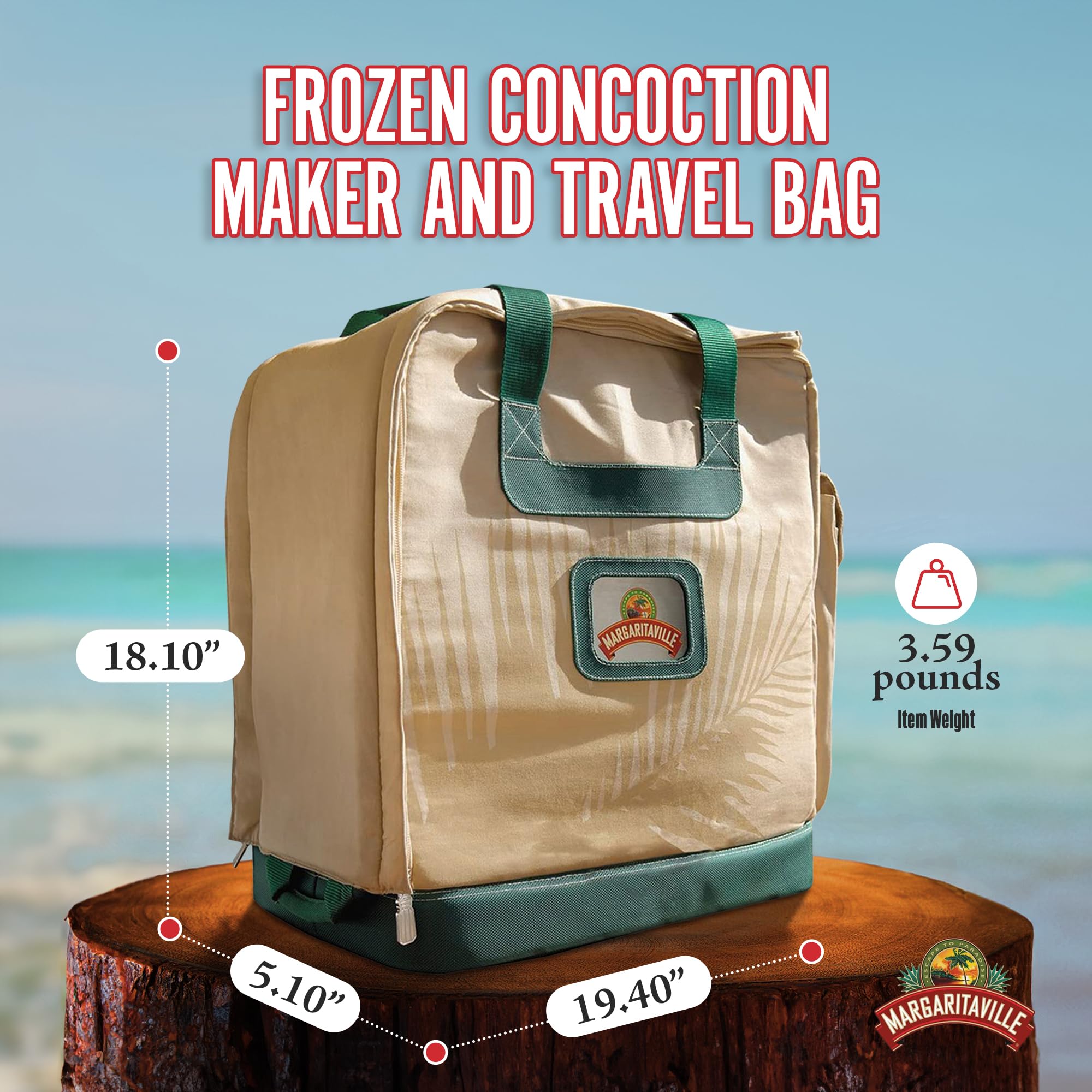Margaritaville AD1200 Heavy-Duty Waterproof Canvas Travel Bag for Large Mixers & Blenders - Perfect for Beach Parties, Camping & Outdoor Adventures