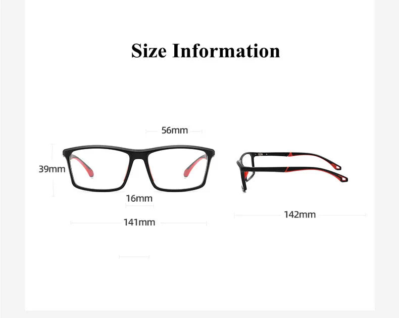 Men's Full Rim Square TR90 Sport Eyeglasses 1220 - Lightweight Durable Frame for Running, Cycling & Outdoor Activities