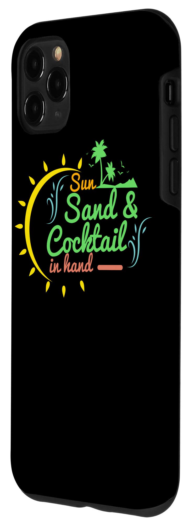 iPhone 11 Pro Max Case - Premium Shockproof Beach Design with Sun, Sand & Cocktail Print | Perfect for Vacation, Summer Travel & Outdoor Adventures