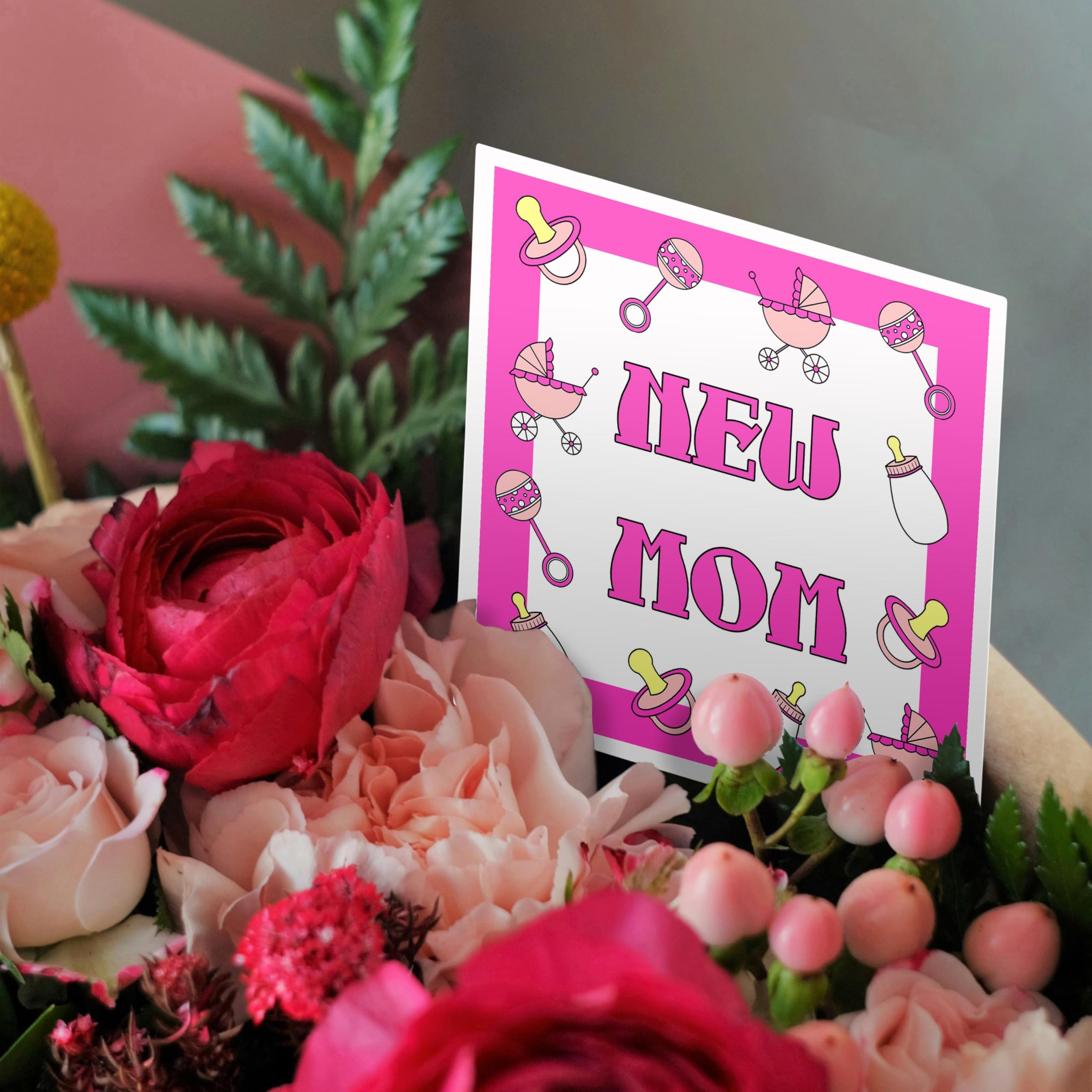 3dRose New Mom Gifts - Pink Baby Girl Greeting Cards Set of 12 (6x6 Inches) for Baby Showers, Birth Announcements & Thank You Cards | Perfect for Newborn Celebrations & First-Time Mothers