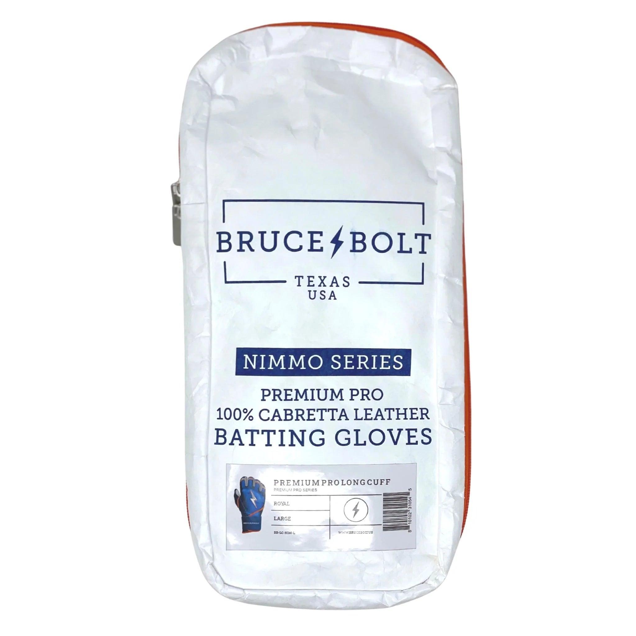 Bruce Bolt PREMIUM PRO NIMMO Long Cuff Batting Gloves - Mets Blue | High-Performance Baseball Gloves for Hitting & Fielding | Perfect for MLB Training, Games & Practice