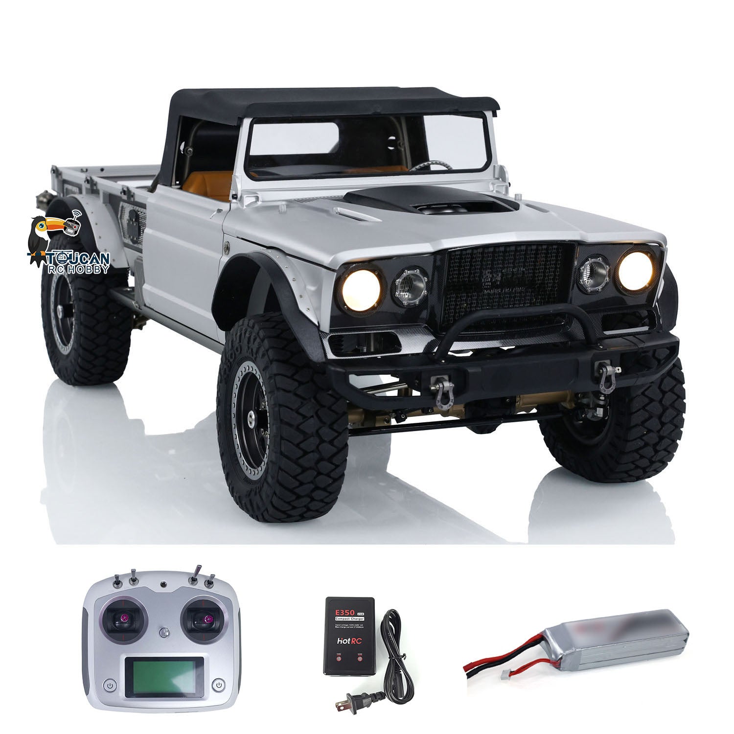 TWOLF 1/8 Scale M715 RTR RC Rock Crawler Truck - 4WD Off-Road Remote Control Car with Metal Chassis, LED Lights & Smoke Simulation | Ideal for Trail Crawling, Backyard Adventures & RC Enthusiasts