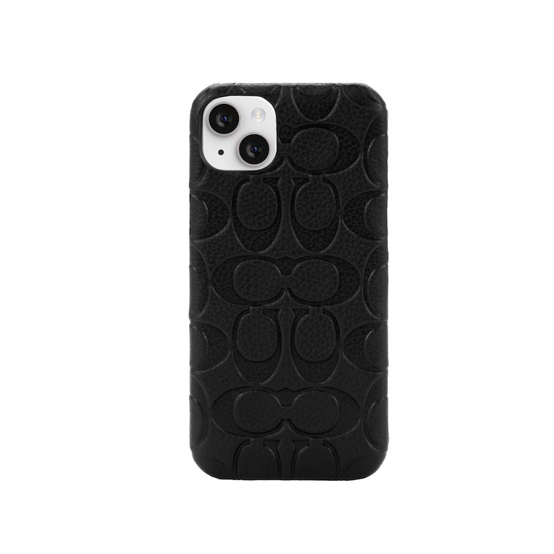 Premium Slim Leather Case with Embossed Design for iPhone 14 Plus - Black | Perfect for Business & Everyday Protection