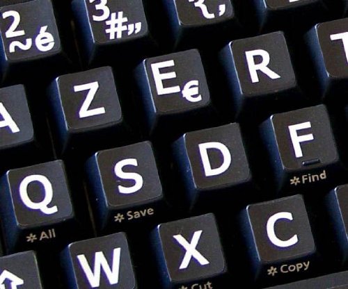 AZERTY Keyboard Stickers - Large Black Lettering for Desktop, Laptop & Notebook - French Layout (Uppercase) - Perfect for Typing, Coding & Multilingual Use