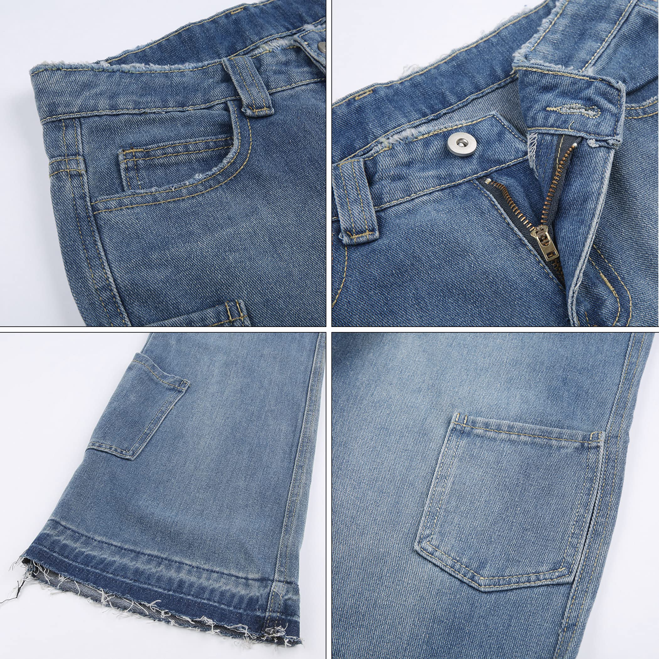 Vintage Y2K High Waist Cargo Jeans for Women - 90s Distressed Denim for Casual Outfits