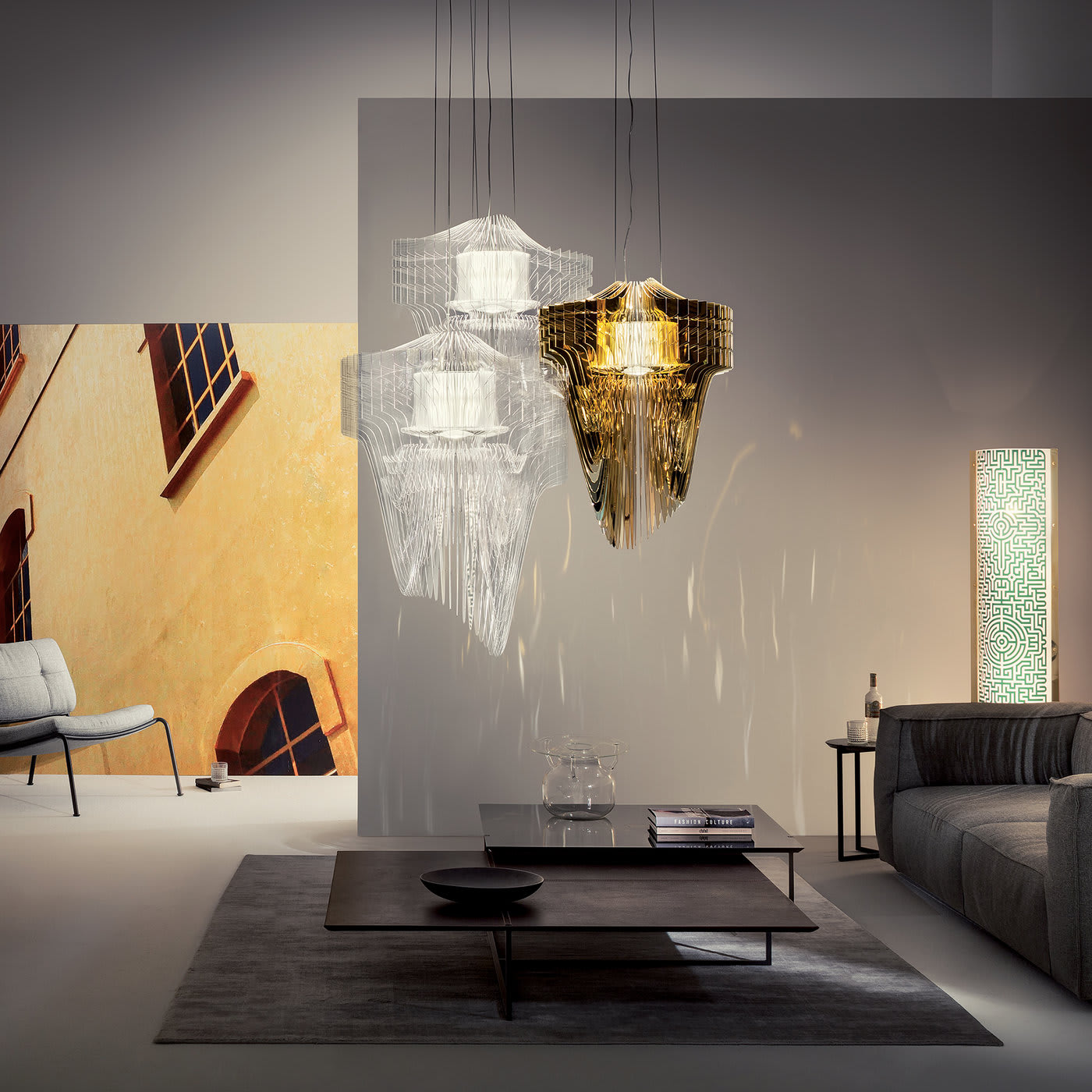 Aria Gold Suspension Lamp - Modern Hanging Pendant Light for Dining Room, Kitchen Island & Bedroom Decor