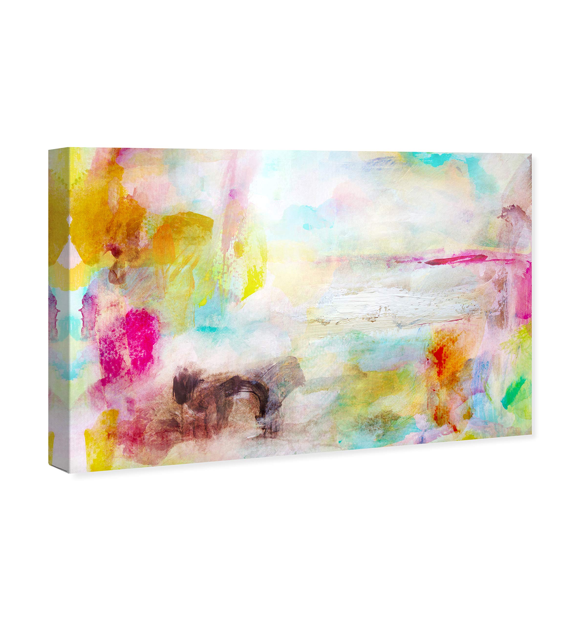 Oliver Gal Artist Co. 'Springtime Romance' Abstract Wall Art Canvas Print - 45x30 Inches, Yellow & White - Modern Home Decor for Living Room, Bedroom & Office