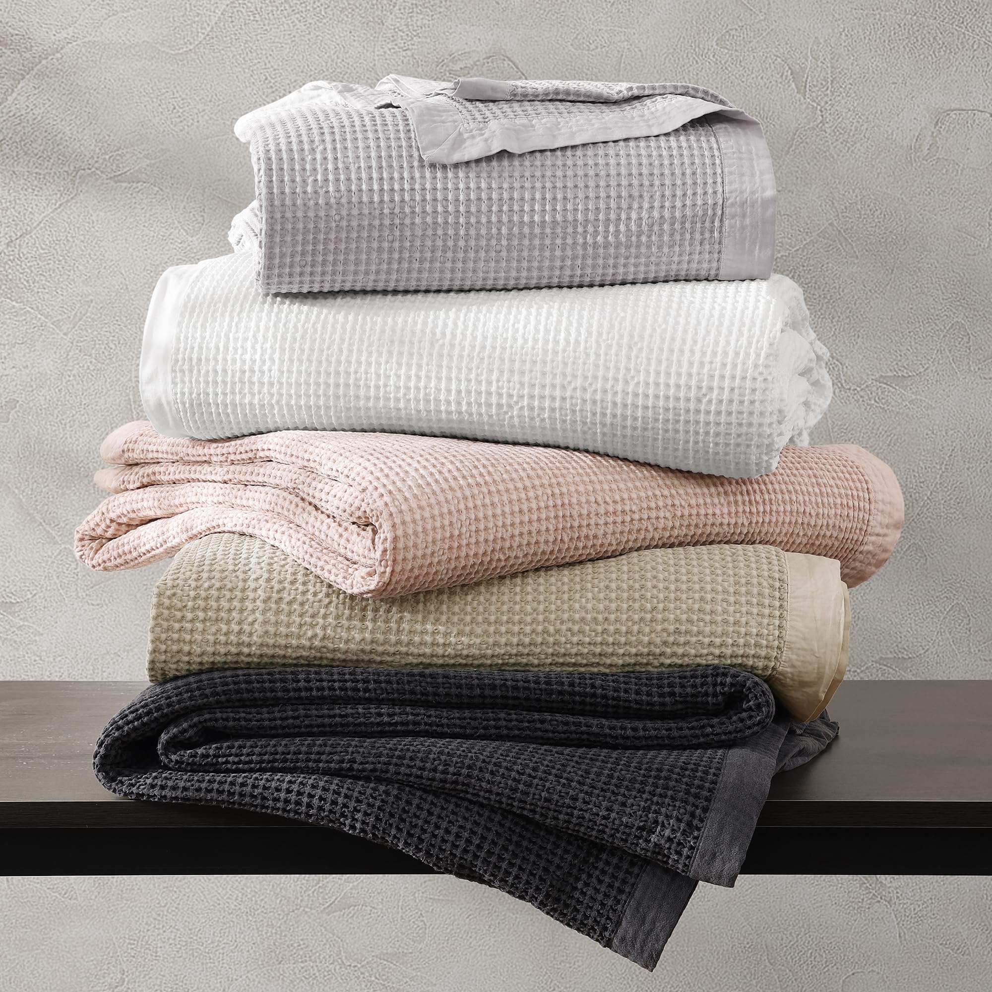 Premium Stonewashed Cotton Waffle Weave Coverlet - Super Queen Size White Solid Blanket | Soft, Lightweight & Breathable Bedding for All Seasons | Perfect for Guest Rooms, Master Bedrooms & Cozy Nights