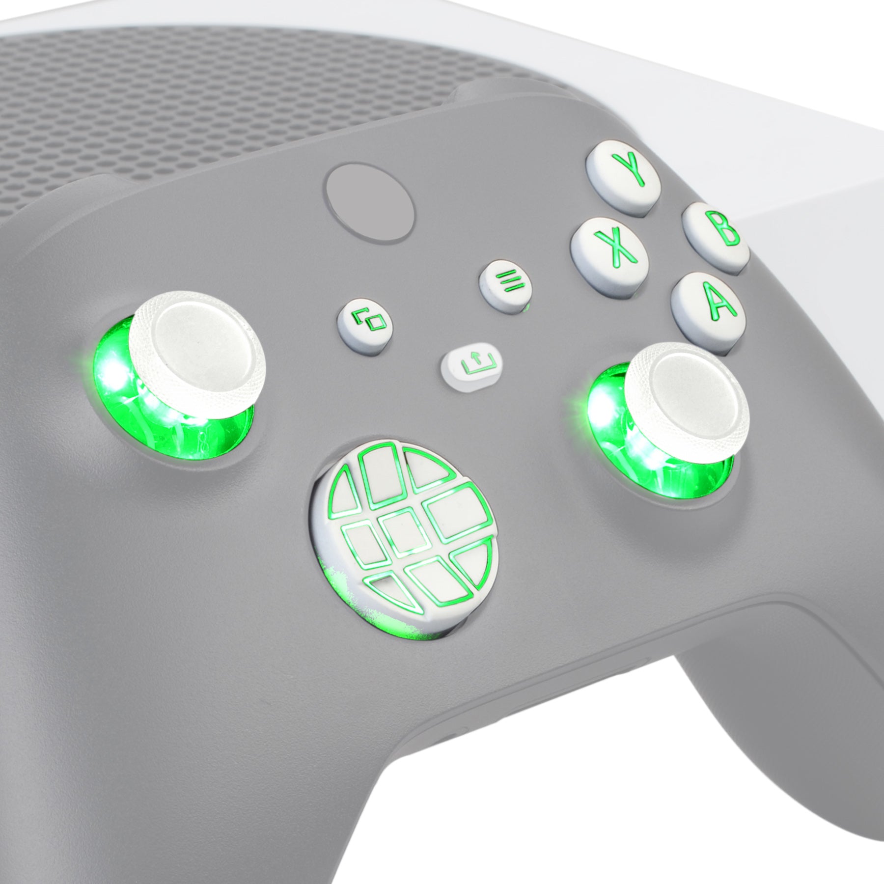 eXtremeRate Multi-Color LED Illuminated D-Pad Thumbsticks & ABXY Buttons Kit for Xbox Series X/S Controller - White Buttons with DTF LED (X3LED06) - Perfect for Gaming in the Dark & Custom Controller Mods