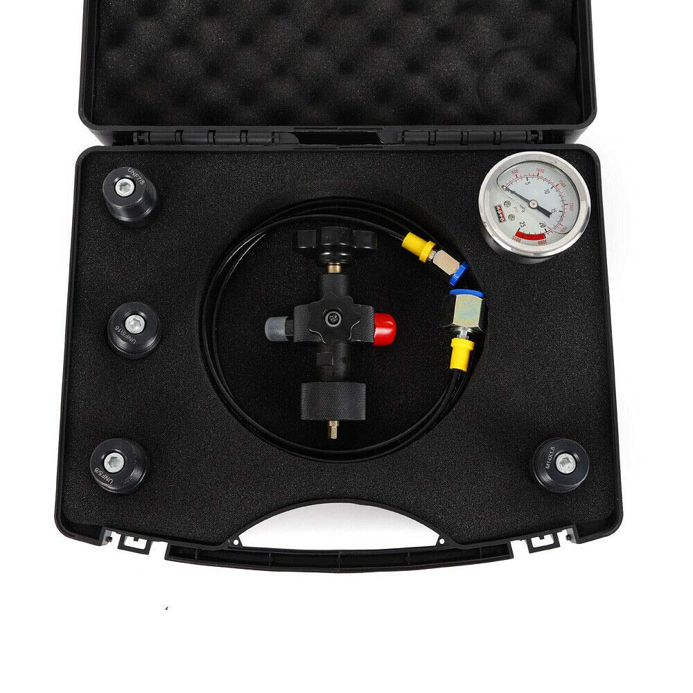 TBVECHI 250 Bar Inflatable Hydraulic Pressure Test Kit with Nitrogen Charging Valve - Professional Hydraulic Accumulator Testing for Automotive & Industrial Applications