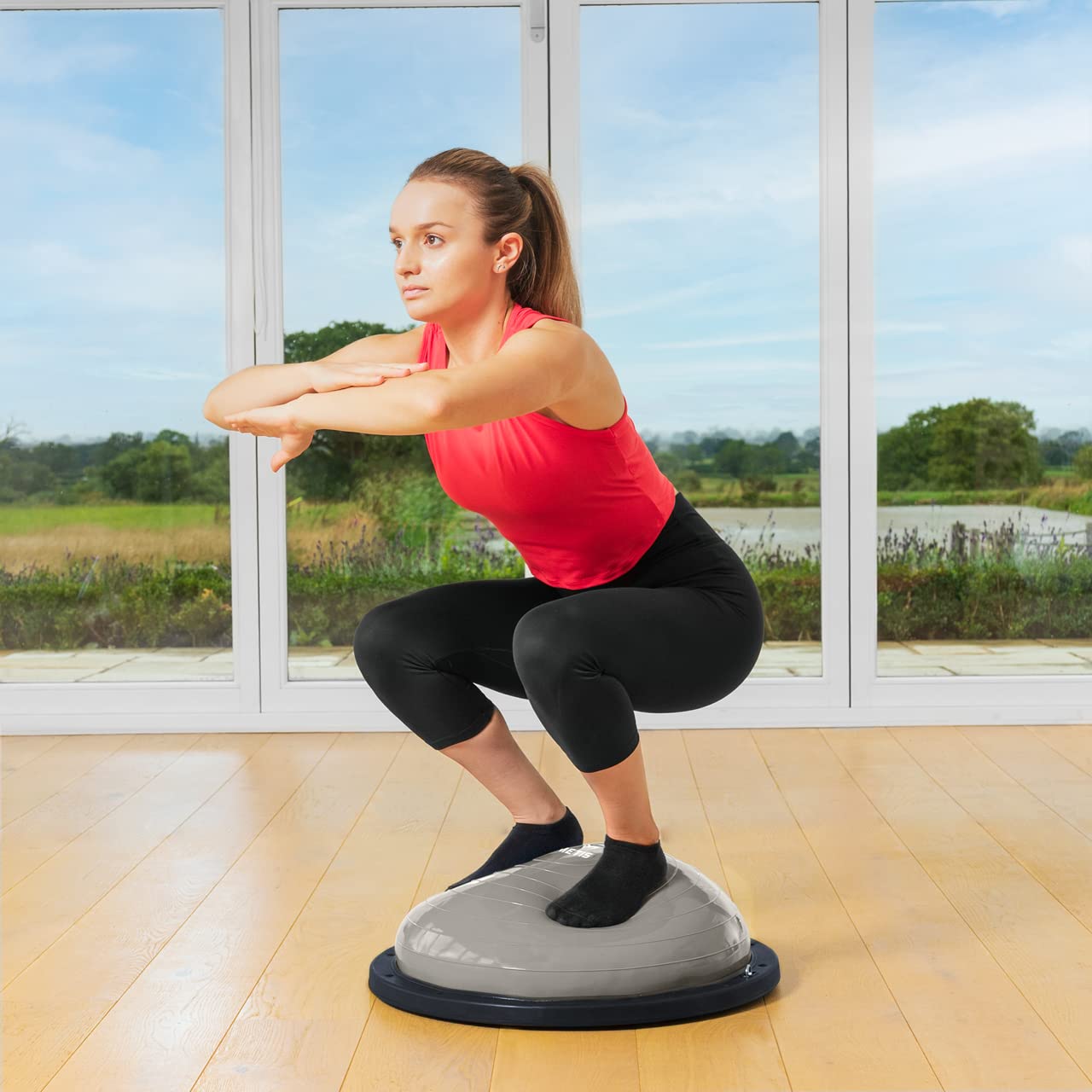 METIS Balance Ball Workout Trainer - Half Yoga Exercise Ball for Core Strength Training | Home Gym Fitness Equipment with Resistance Bands & Hand Pump | Perfect for Yoga, Pilates, Physical Therapy & Stability Exercises