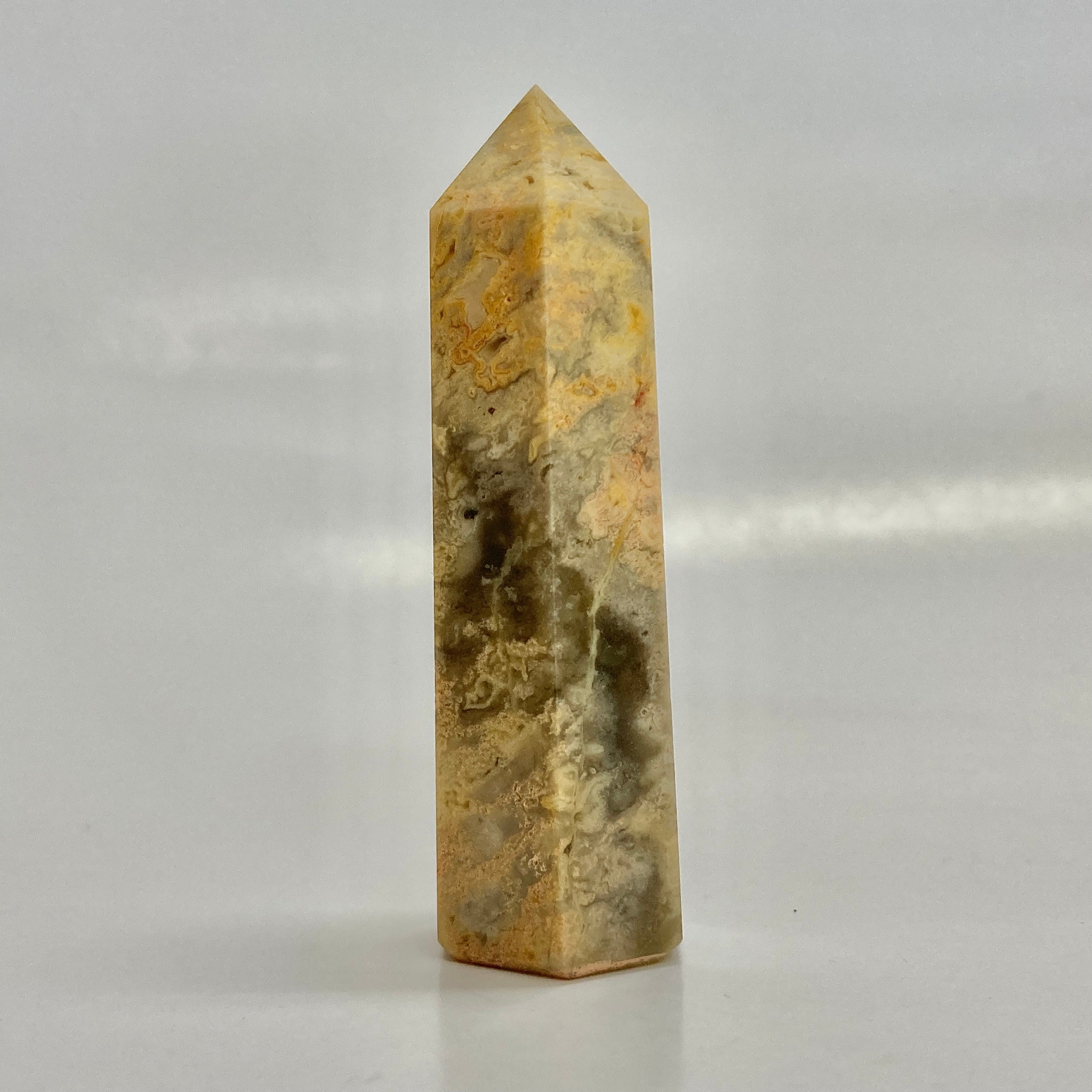 Natural Crazy Lace Agate Crystal Tower - Healing Stone for Meditation, Home Decor & Spiritual Gifts | Perfect for Yoga Rooms, Office Desks & Energy Healing