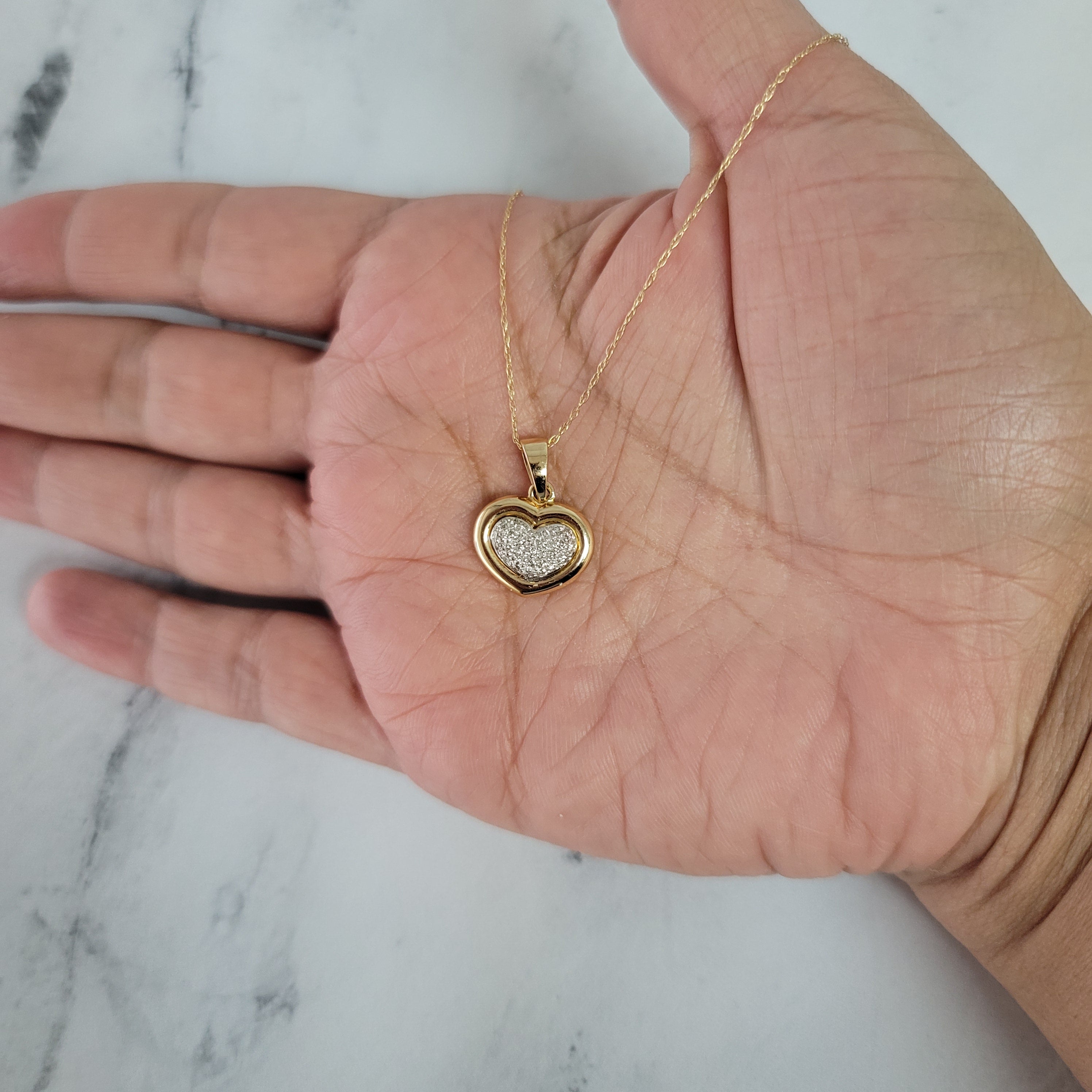 Heart Shaped Diamond Pave Necklace .50cttw in 14k Two-Tone Gold - Perfect for Valentine's Day Gifts, Anniversaries & Romantic Occasions