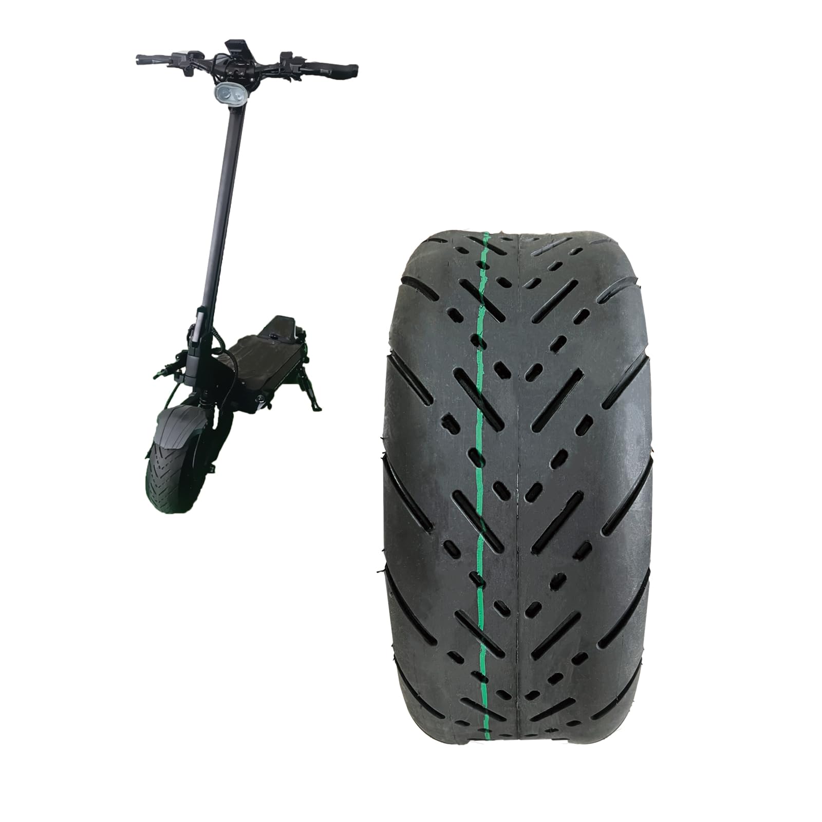 **11 Inch Electric Scooter Replacement Tire - 90/65-6.5 Tubeless Rubber Tire with Vibration Dampers for Smooth Ride | Compatible with 11