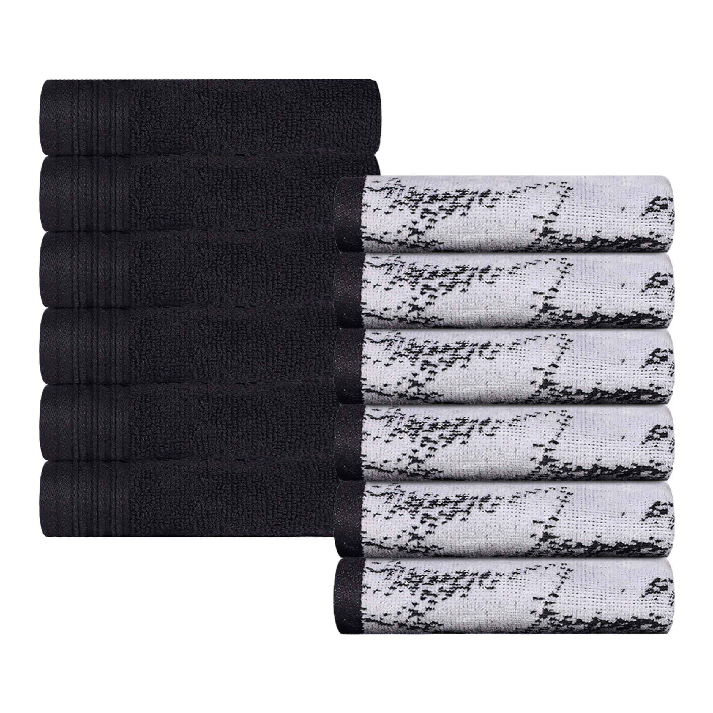 12-Pack Quick-Dry Cotton Face Towels - Solid & Marble Design for Gym, Travel, Spa, and Home Use | Soft & Absorbent Bath Towel Set
