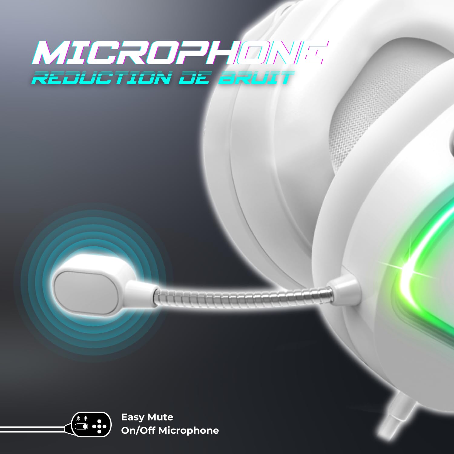 SPIRIT OF GAMER Pro H6 Wired Gaming Headset with Microphone - RGB Lighting, Stereo 2.0 Sound, Adjustable Headband - Compatible with PS5, PS4, Xbox, Switch & PC (White) | Perfect for Competitive Gaming, Streaming & Online Chat