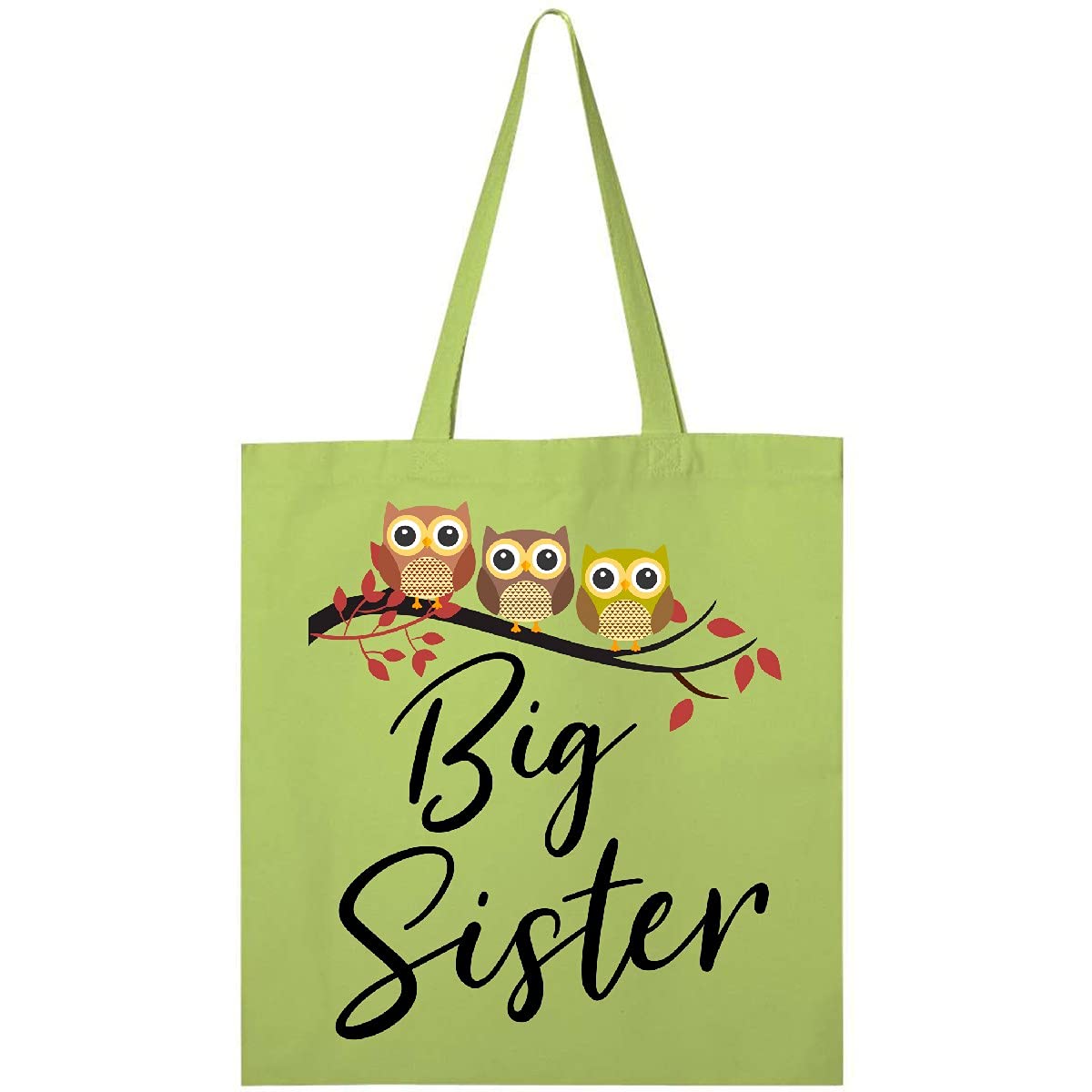 Inktastic Owl Big Sister Tote Bag - Cute Owl Design Reusable Shopping Bag for Women, Perfect for Groceries, Beach, Work & School (Gift Idea for Sisters)
