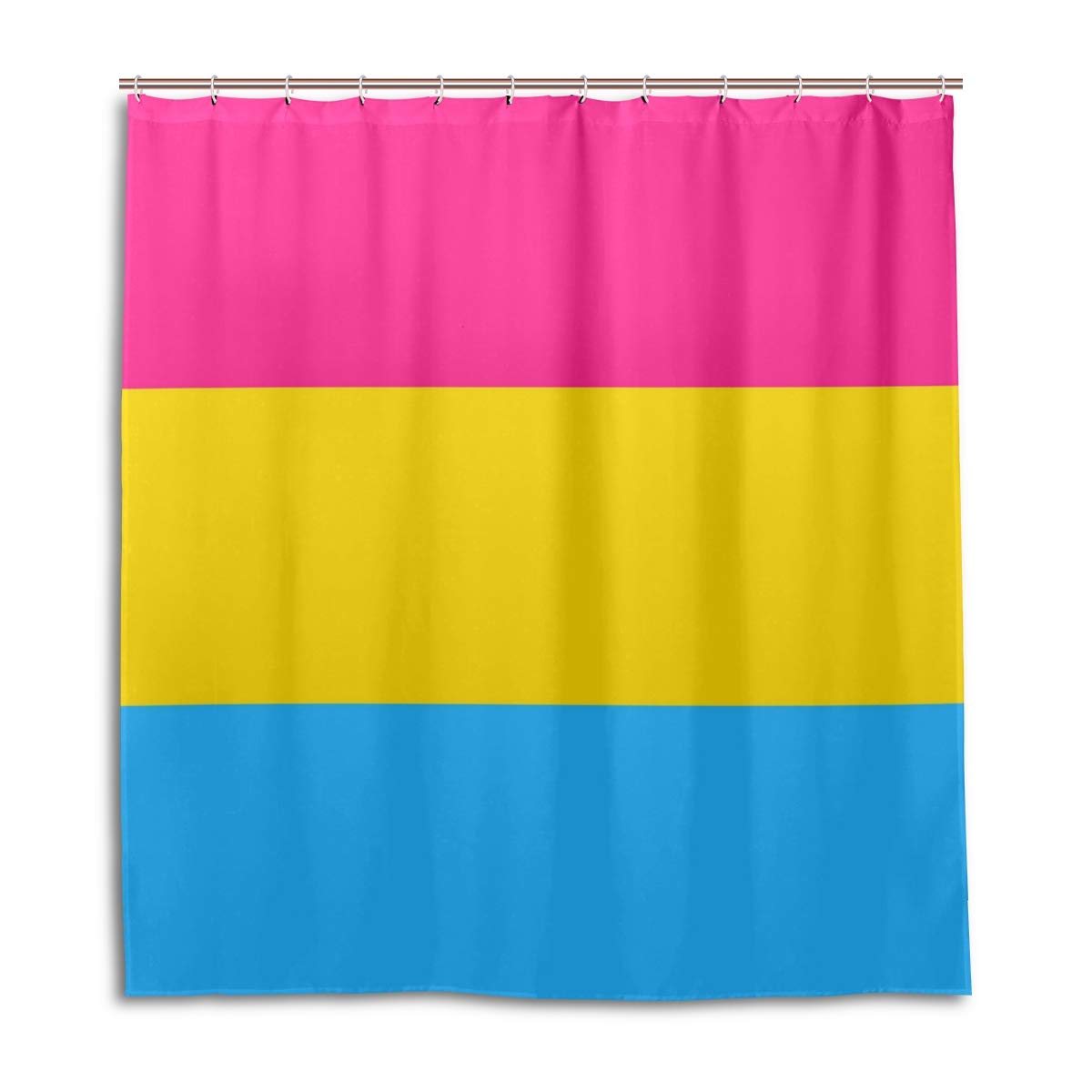 Pansexual Pride Flag Shower Curtain - Waterproof Polyester Bathroom Decor Set with 12 C-Shaped Hooks (66x72 Inches) - LGBTQ+ Themed Bathroom Accessories for Home & Dorm Decor