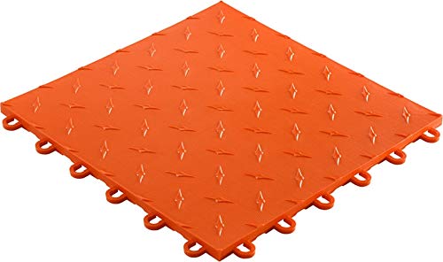 TracStep Modular Interlocking Garage Floor Tiles - 75-Piece Orange Set for Home Gym, Workshop & Garage Organization | Durable Anti-Slip Flooring Solution