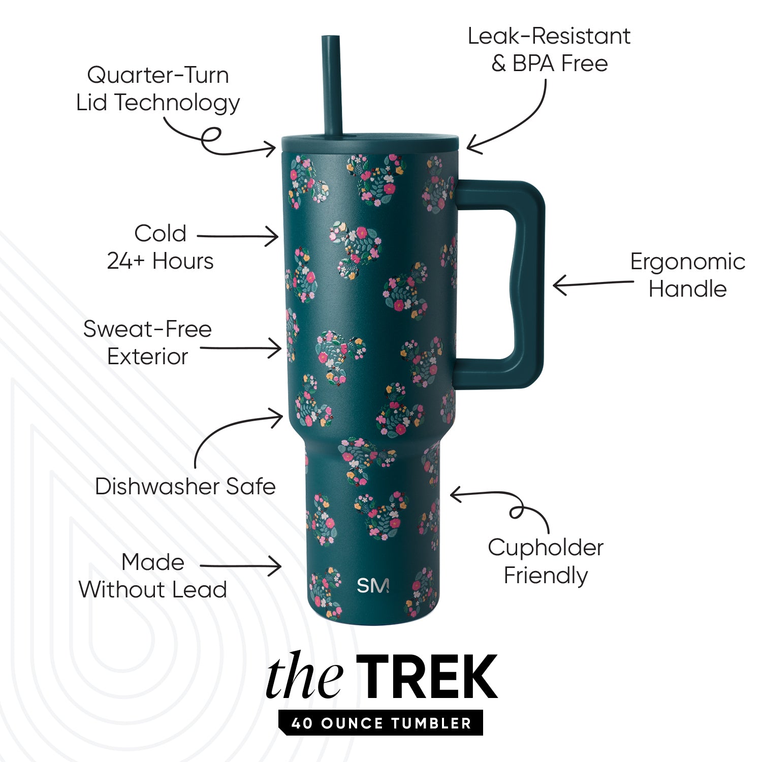 Disney Trek Tumbler 40Oz Stainless Steel Vacuum Insulated Water Bottle with Lid - Perfect for Hiking, Camping & Outdoor Adventures