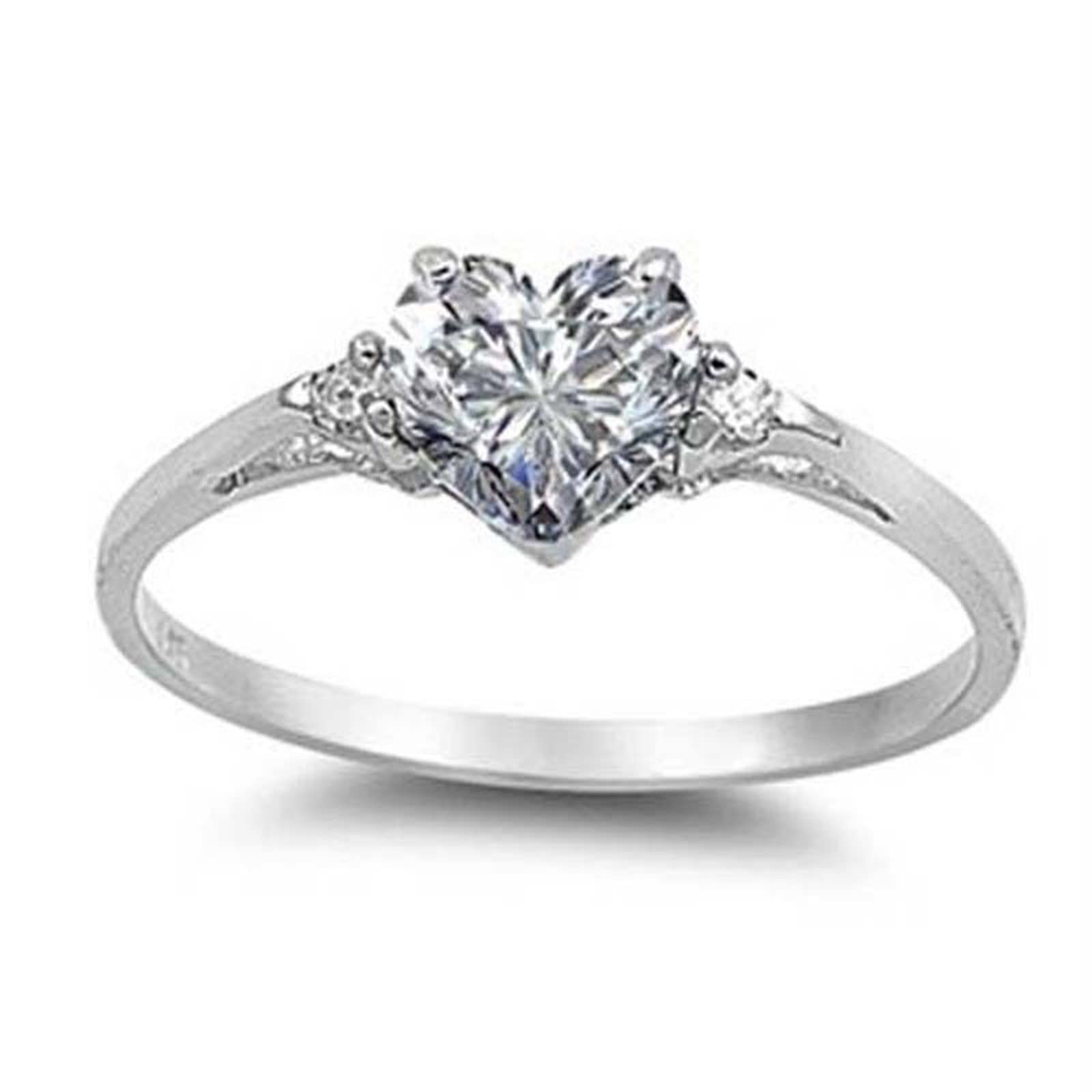 Sterling Silver Simulated Heart Shaped Diamond Engagement Ring & Promise Bridal Set - Size 7, White | Perfect for Proposals, Anniversaries & Romantic Occasions