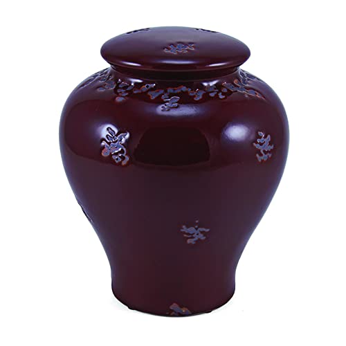 Premium Ceramic Cremation Urn for Adults - Large 200 Cubic Inch Capacity - Elegant Burgundy Red Ashes Urn - Engraving Option Available | Perfect for Memorial Services, Home Display & Honoring Loved Ones
