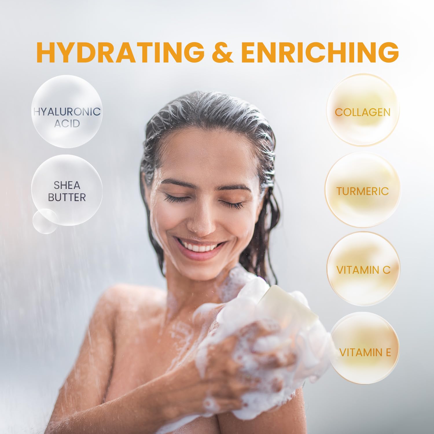Body Restore Kojic Acid & Turmeric Soap 3-Pack - Vitamin C, E, Shea Butter, Collagen, Hyaluronic Acid & Retinol for Dark Spot Treatment - All Natural, Paraben-Free Skin Brightening Soap Bar for Face & Body - Perfect for Hyperpigmentation, Acne Scars & Uneven Skin Tone