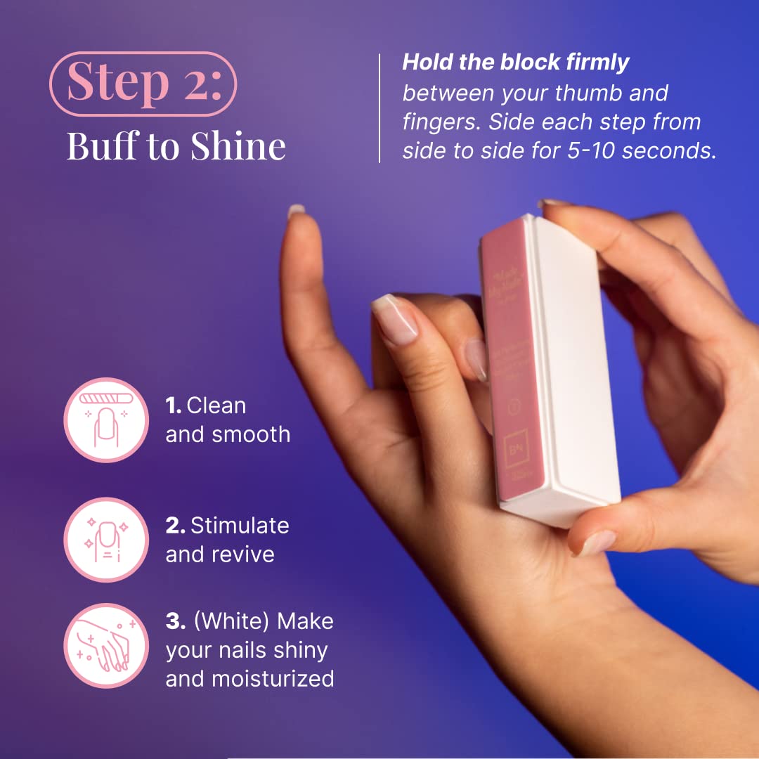 Professional 3-Way Nail Buffing Block with 120/180 Grit Nail File - Ultimate Shine for Smooth & Glossy Nails - Perfect Manicure Kit for Home Salon, Nail Art, and DIY Nail Care
