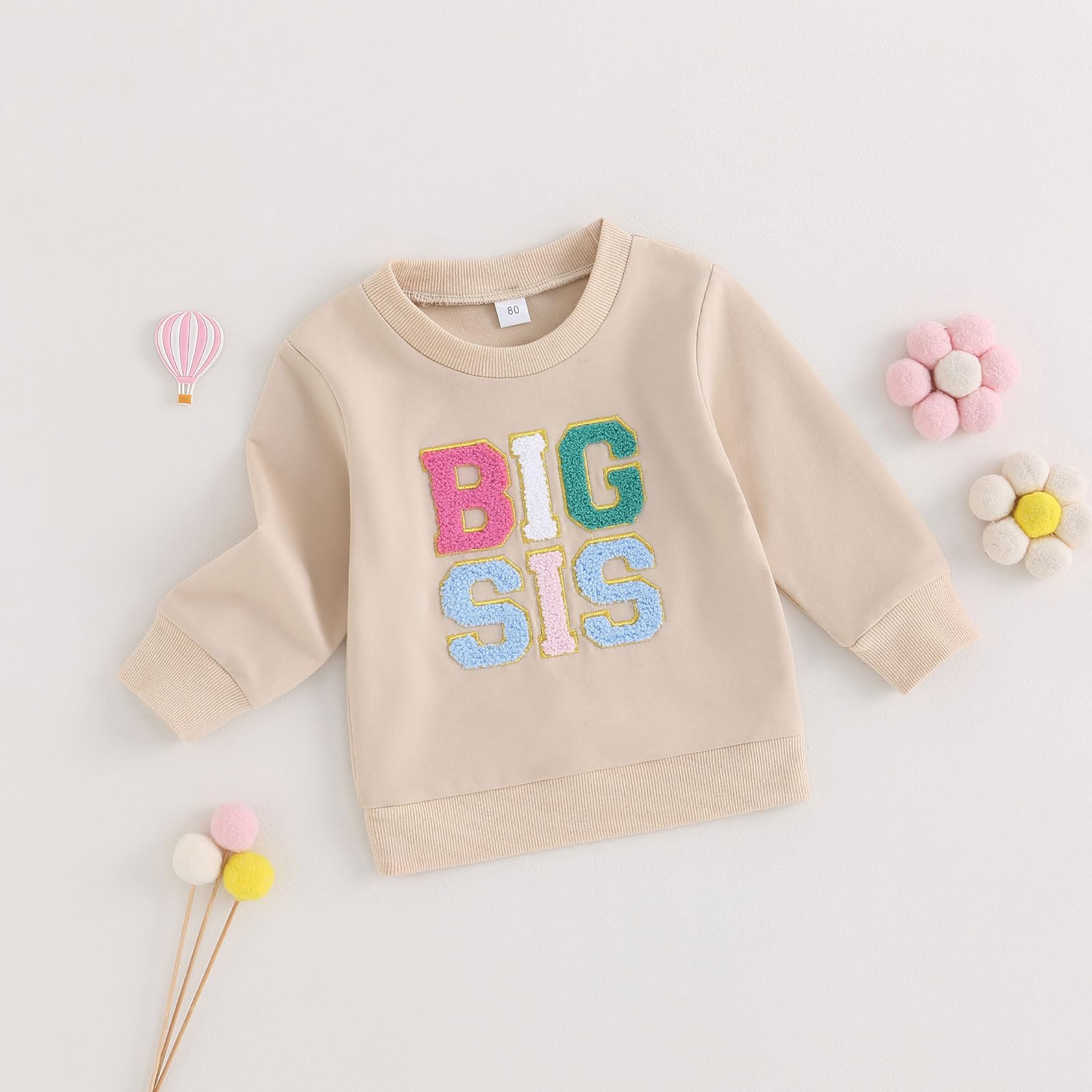 PanLidapan Newborn Baby Girl Matching Outfit - Letter Print Crew Neck Sweatshirt & Romper Set - Long Sleeve Sweater Jumper for Sisters - Perfect for Family Photos, Sibling Matching Outfits & Special Occasions