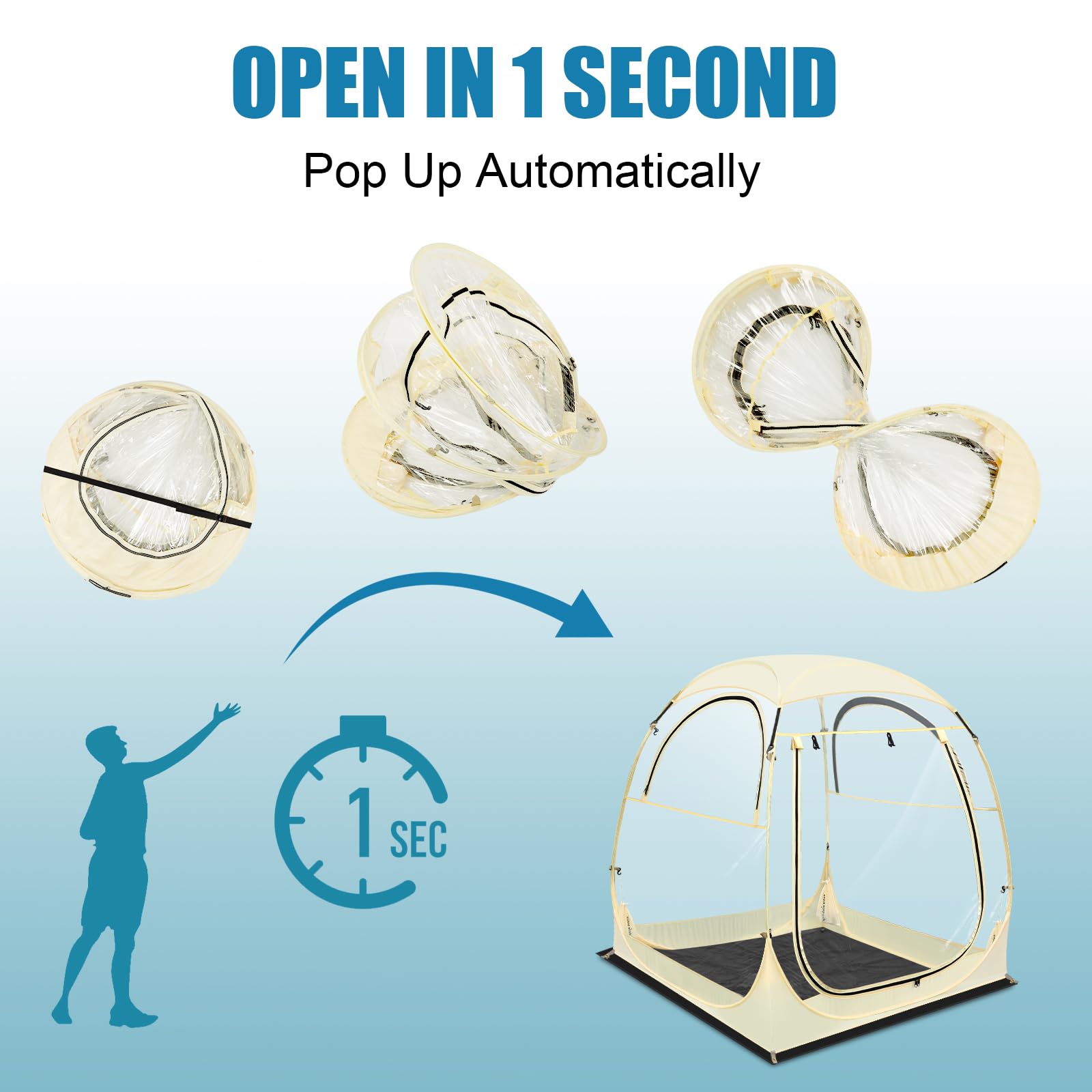 Eapele Instant Pop-Up Sports Tent - 1-6 Person Portable Shelter for Camping, Fishing, Hiking & Outdoor Events - Waterproof Rain Protection for Picnics, Beach Days & Sports Games