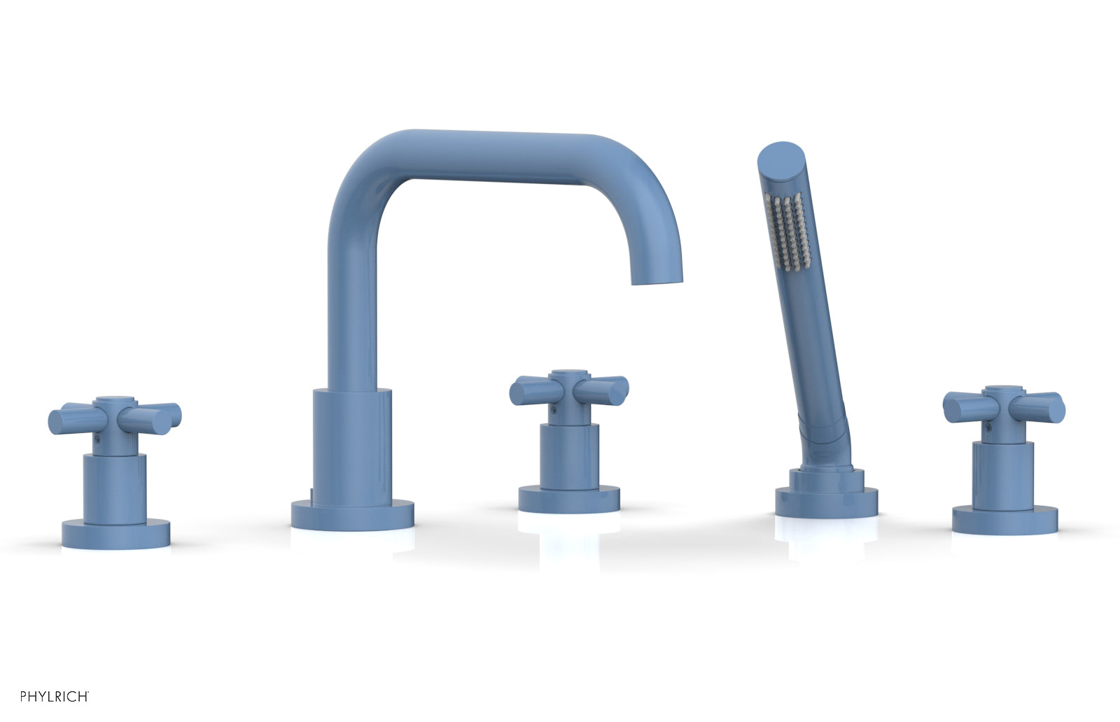 Premium Deck Mount Tub Faucet with Hand Shower - D2136D1 Tubular Cross Handles for Bathroom Sink & Bathtub | Perfect for Modern Home Renovation & Spa-Like Bathing Experience