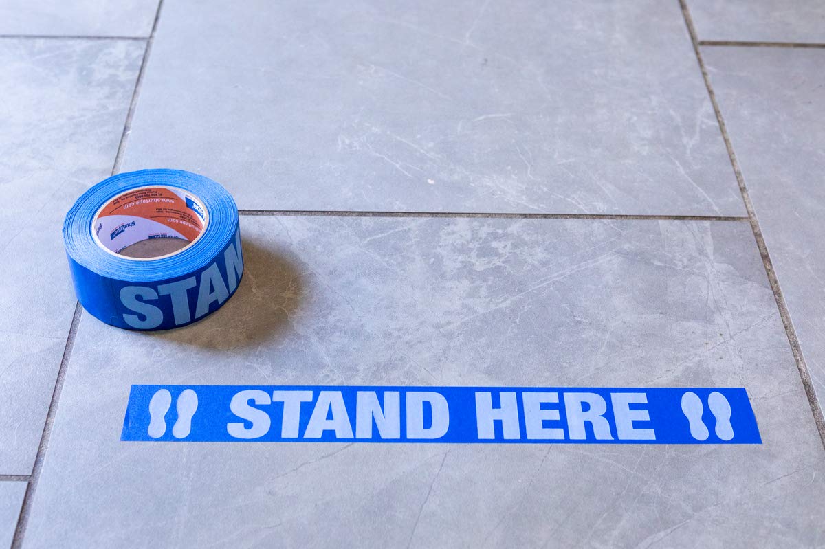 Shurtape 105156 CP 27P Blue Multi-Surface Floor Masking Tape - 48mm x 55m (Over 100ft per Roll) - Social Distancing Floor Marking Tape with 