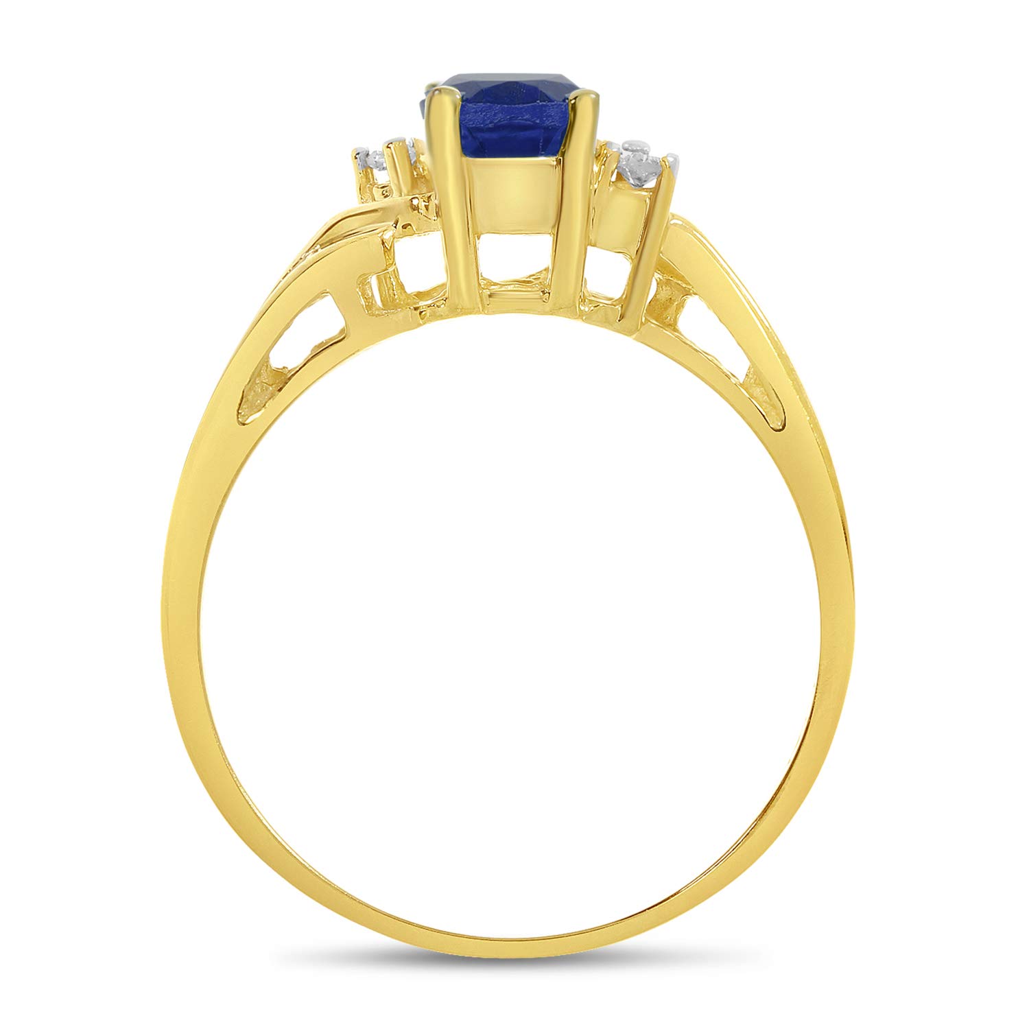 14K Yellow Gold Oval Sapphire and Diamond Ring for Women - Elegant Engagement, Wedding, Anniversary Gift - Perfect for Bridal Jewelry & Special Occasions